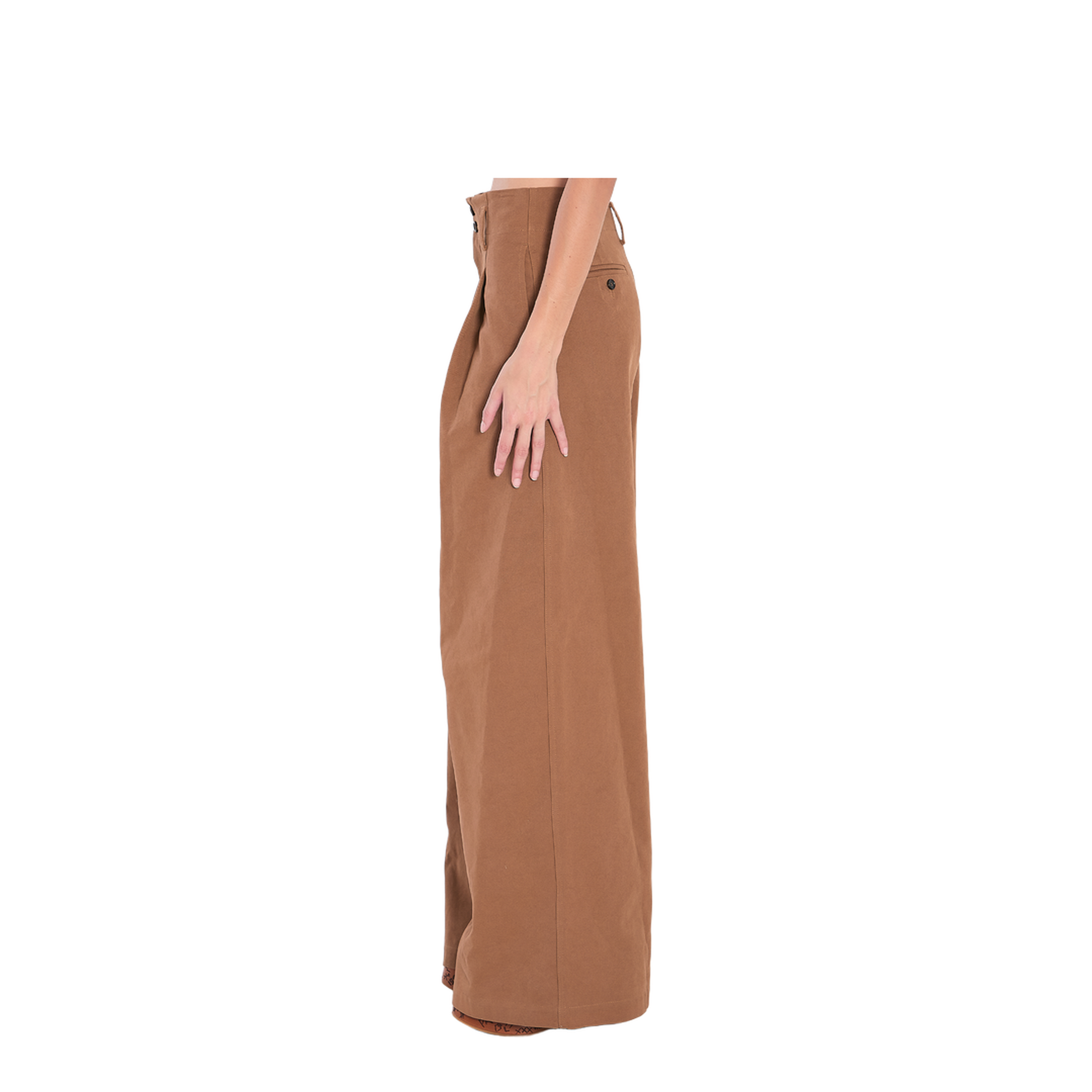 High-rise wide-leg pants in cotton canvas - Image 3