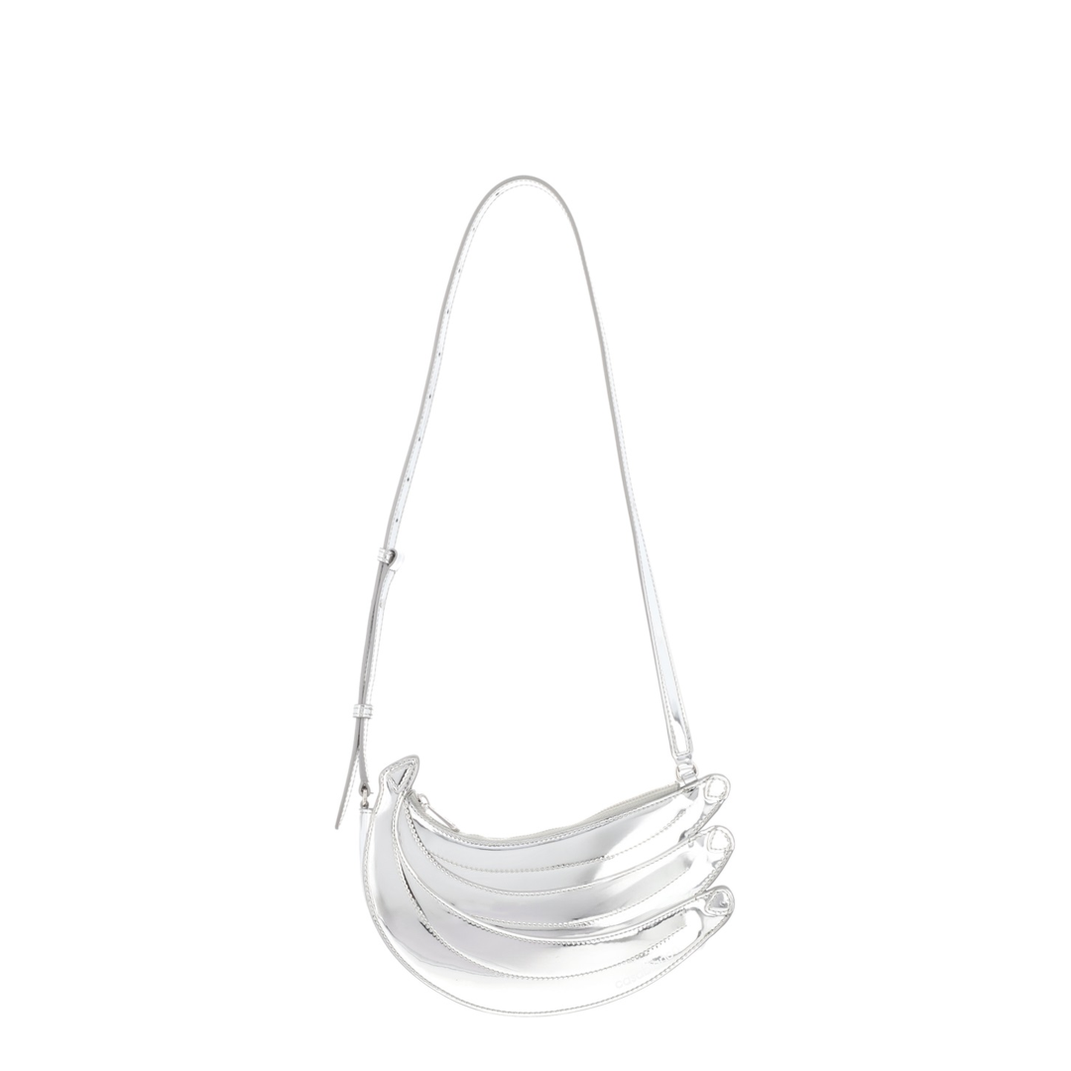 Banana Bag Leather Shoulder Bag - Silver - Image 1