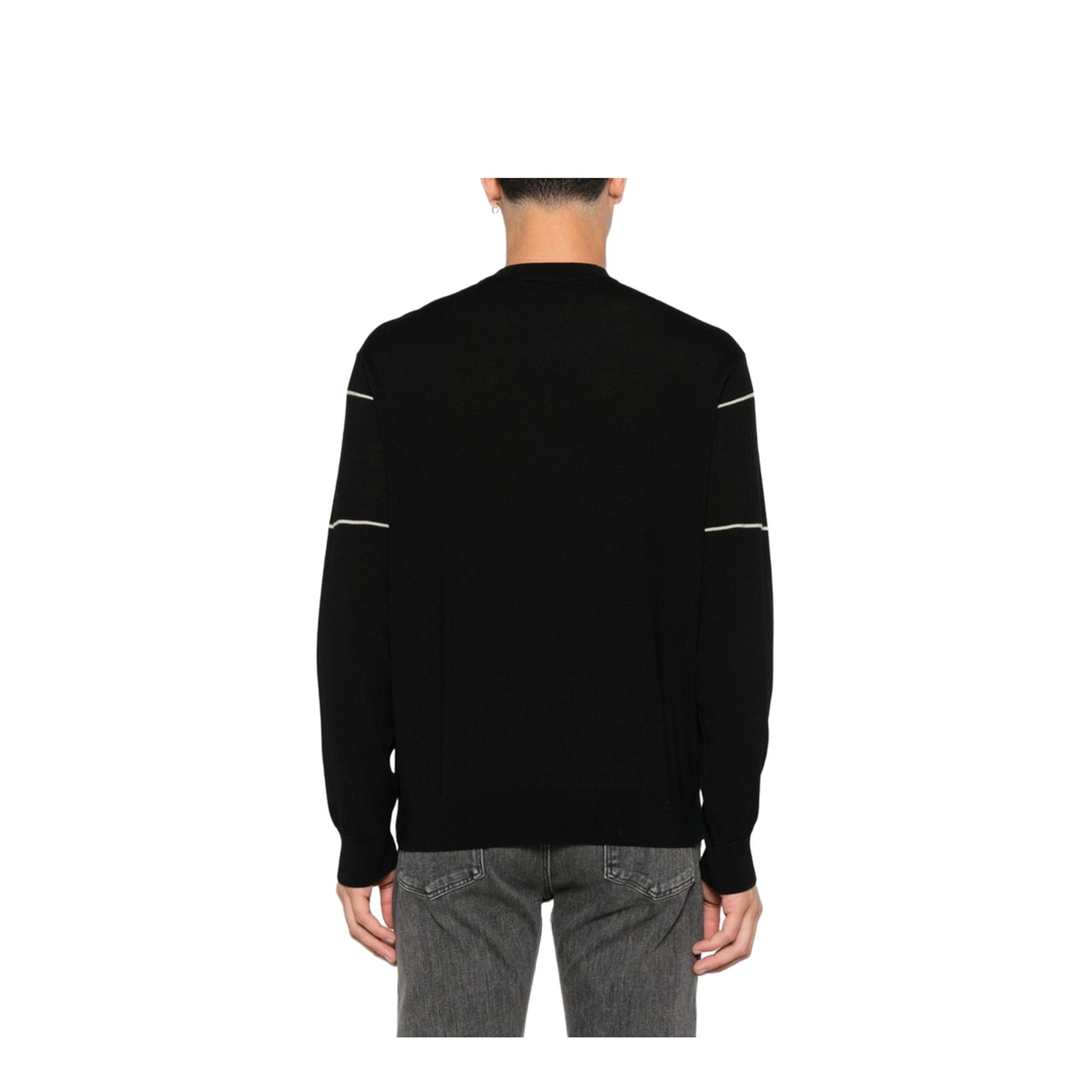 Virgin Wool Jumper with Jacquard Logo Black - Image 2
