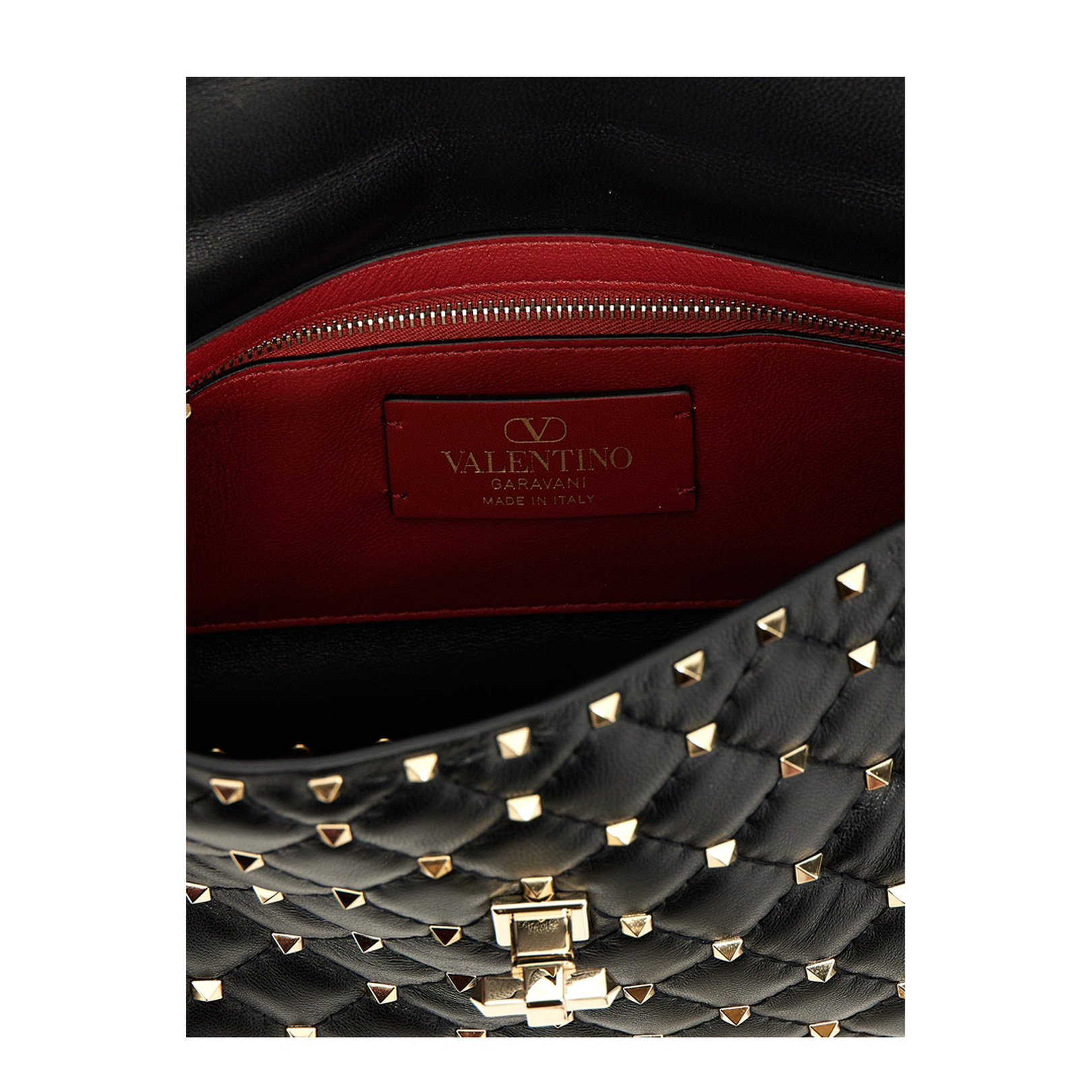 Rockstud Spike Quilted Nappa Shoulder Bag - Black - Image 4