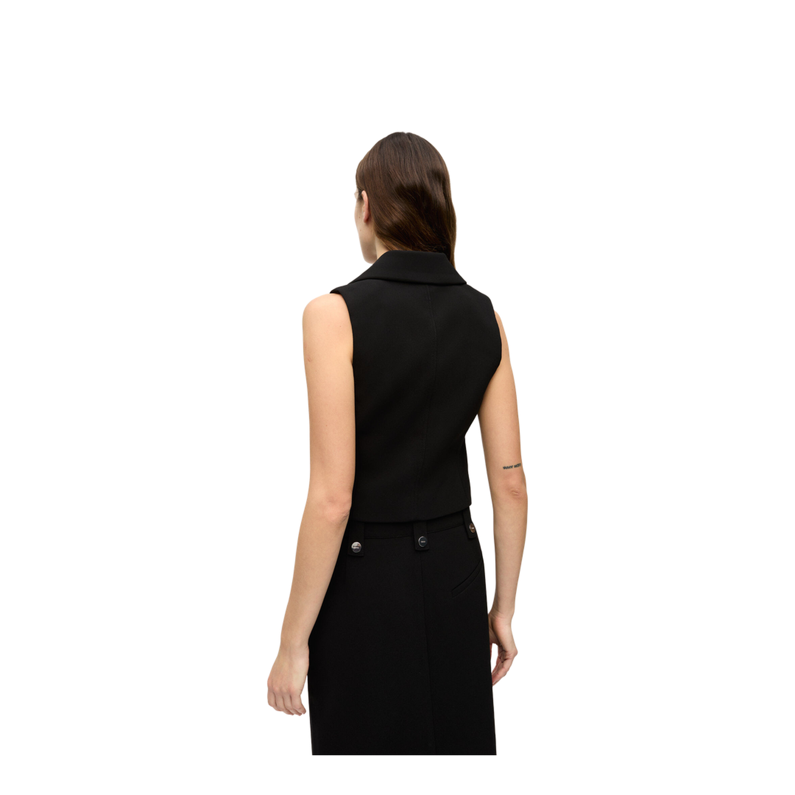 Black Bonded Crepe Vest - Image 5