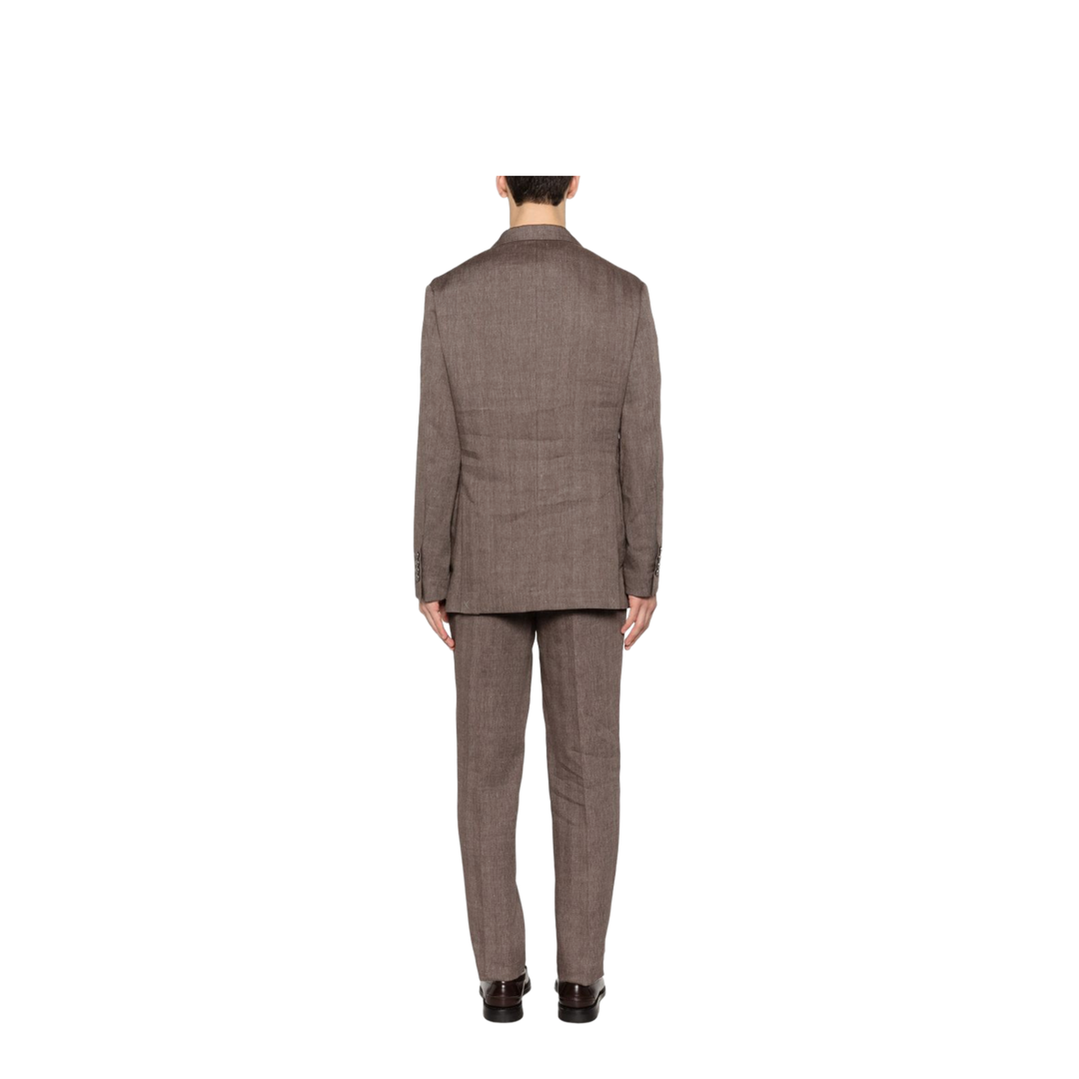 Double-Breasted Leisure Suit - Brown - Image 2