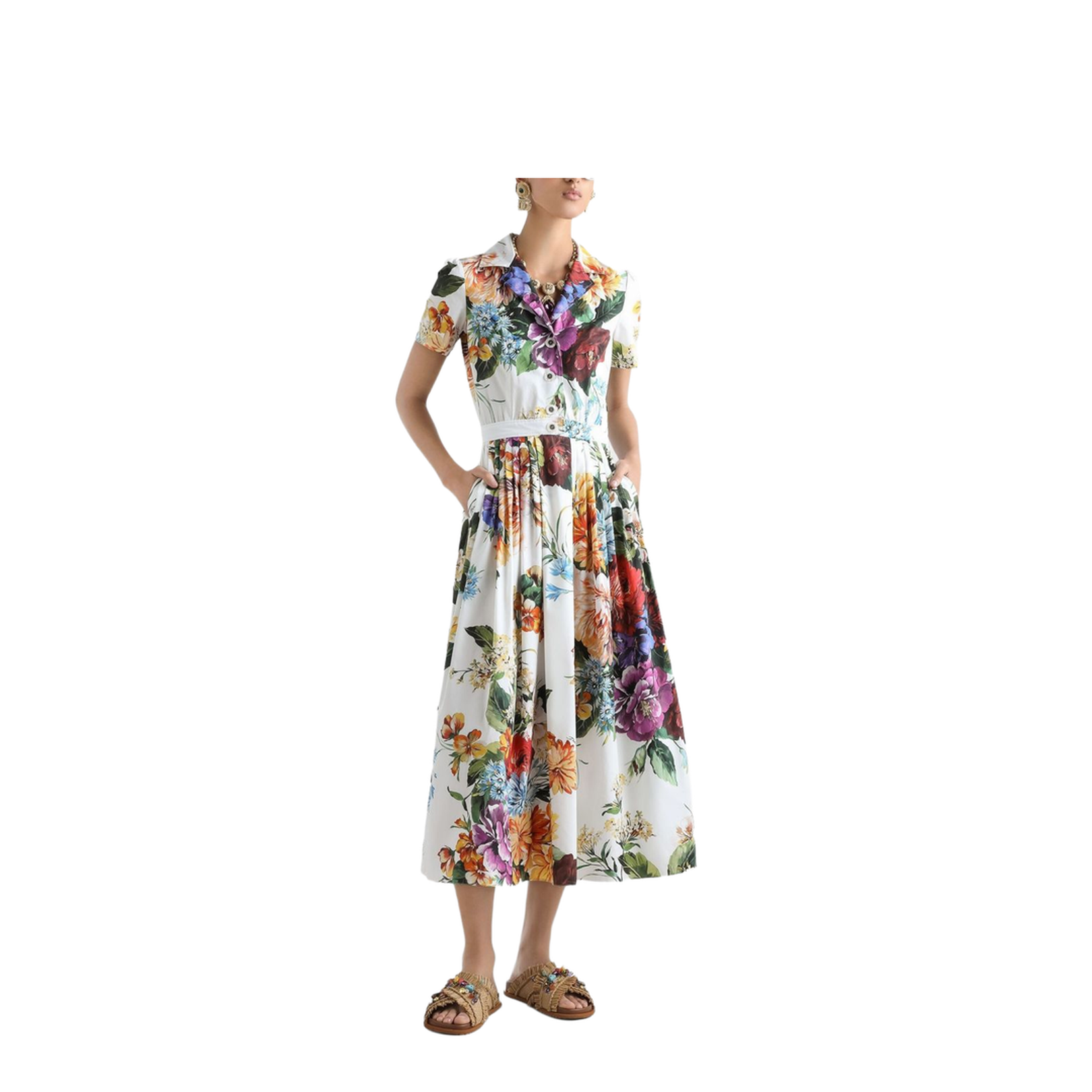 Floral Print Poplin Dress - Image 3