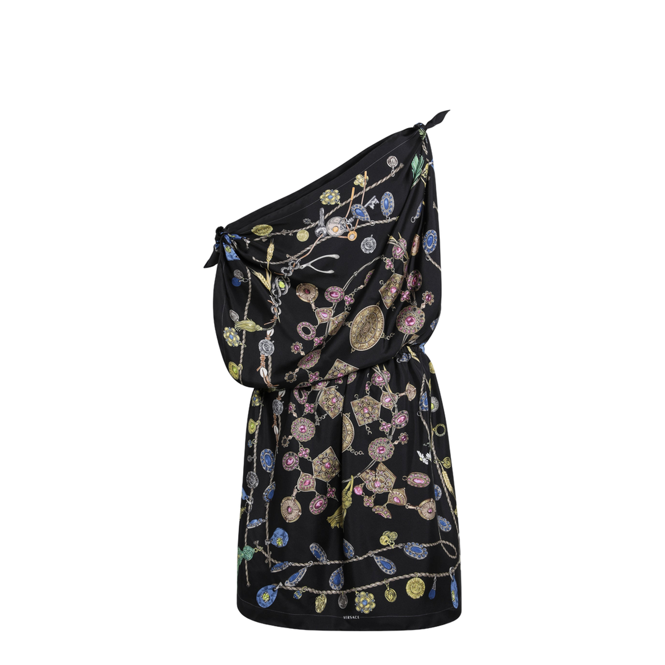 Black Printed Silk Twill Dress - Image 2