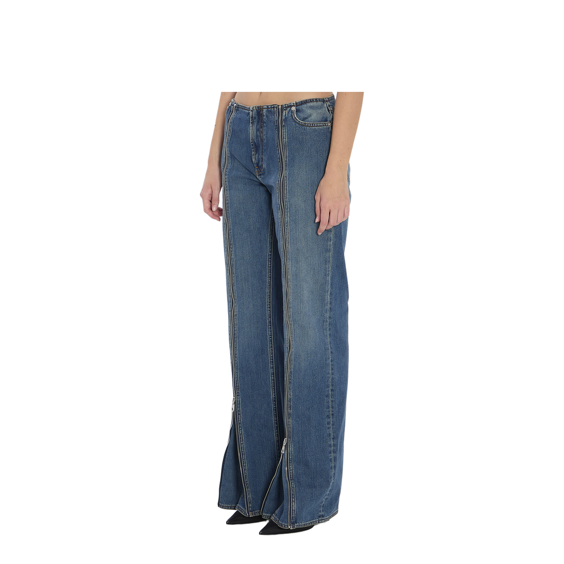 Denim Front Zipped Trousers - Image 2