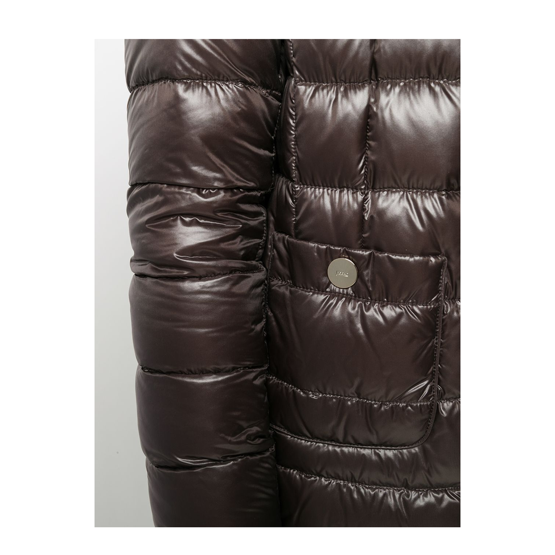 Quilted Goose Down Midi Jacket Brown - Image 2