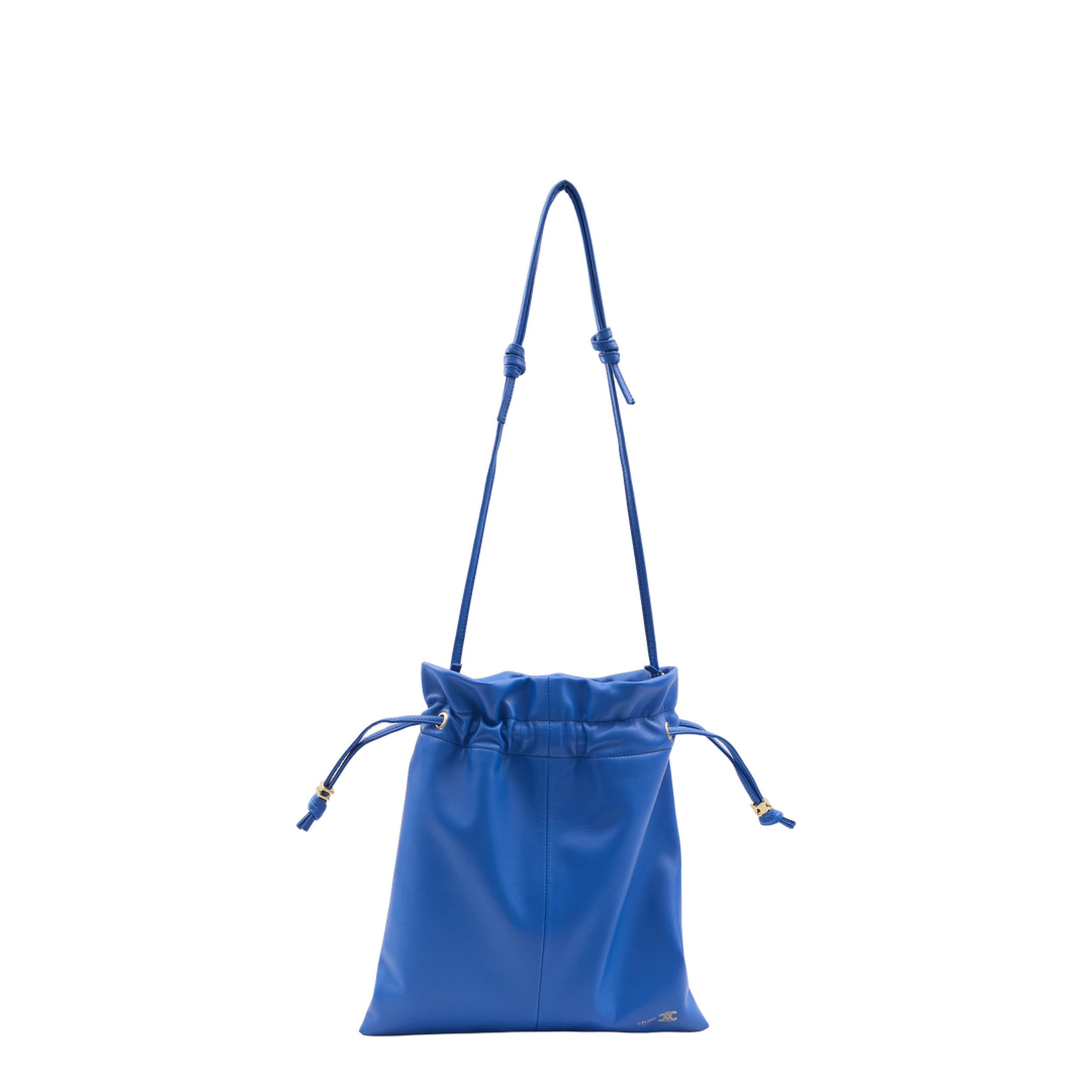 Crystal Pouch Small Leather Bucket Bag - Blue - Image 5