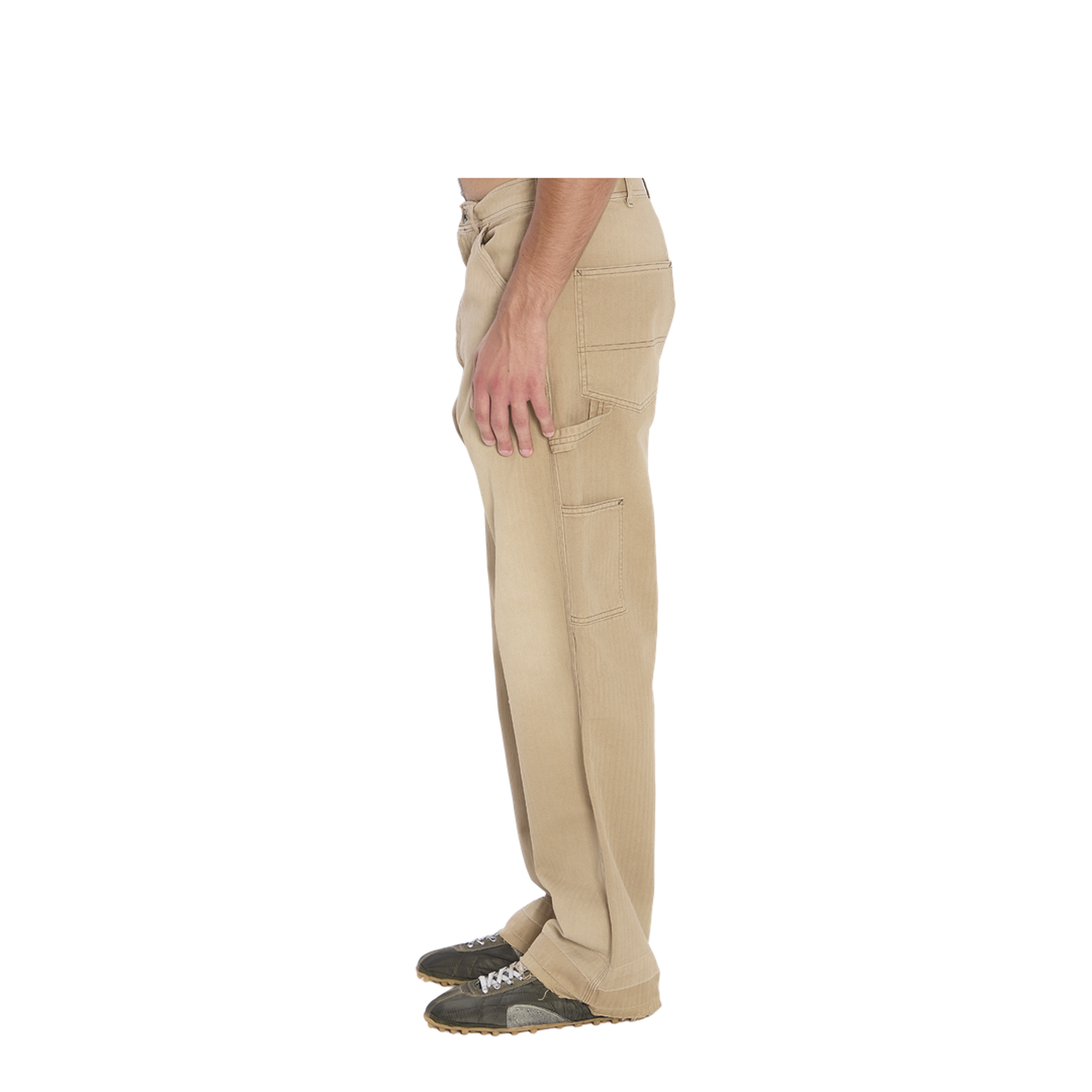 Beige Herringbone Trousers - Image 3