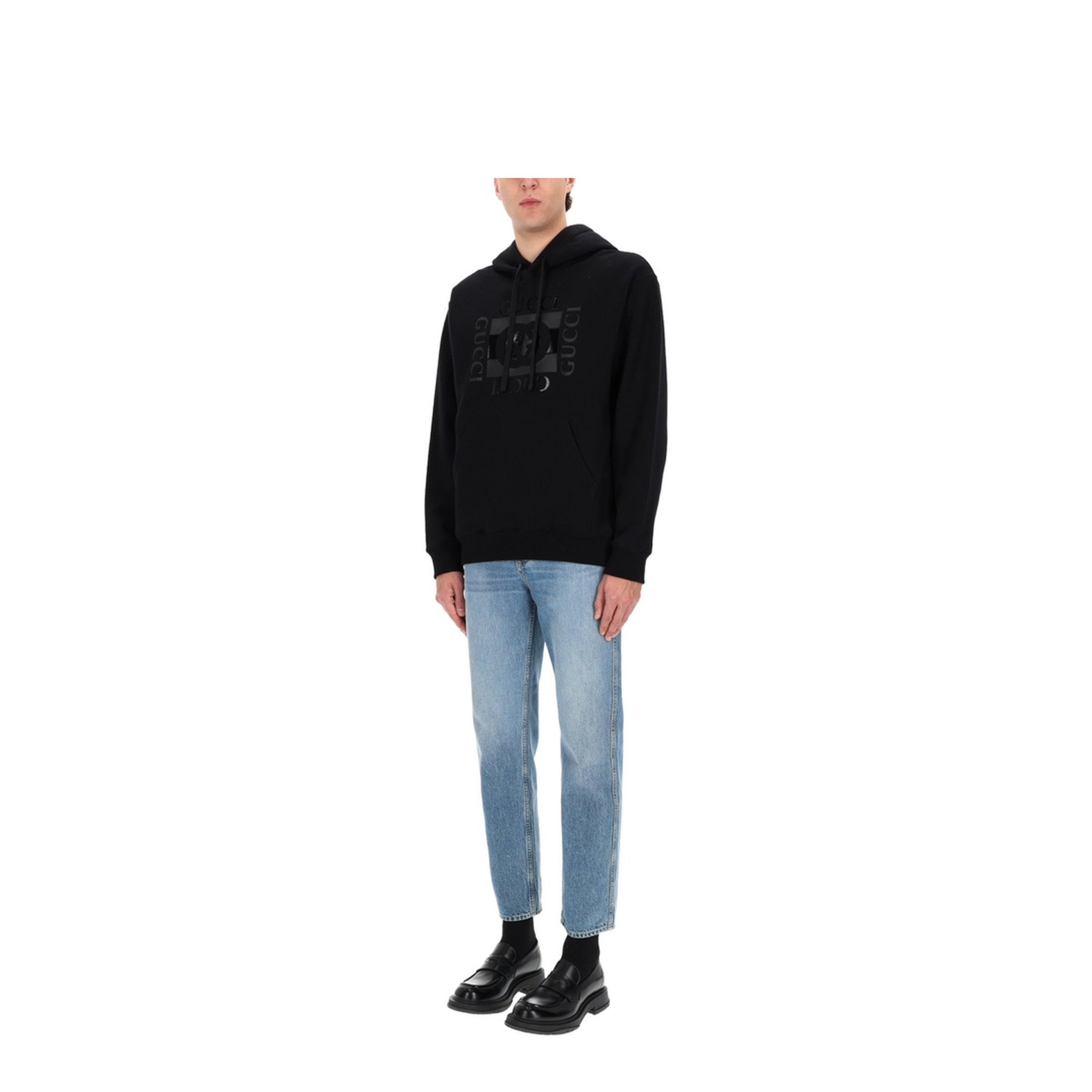 Cotton Jersey Sweatshirt with Print in Black - Image 2