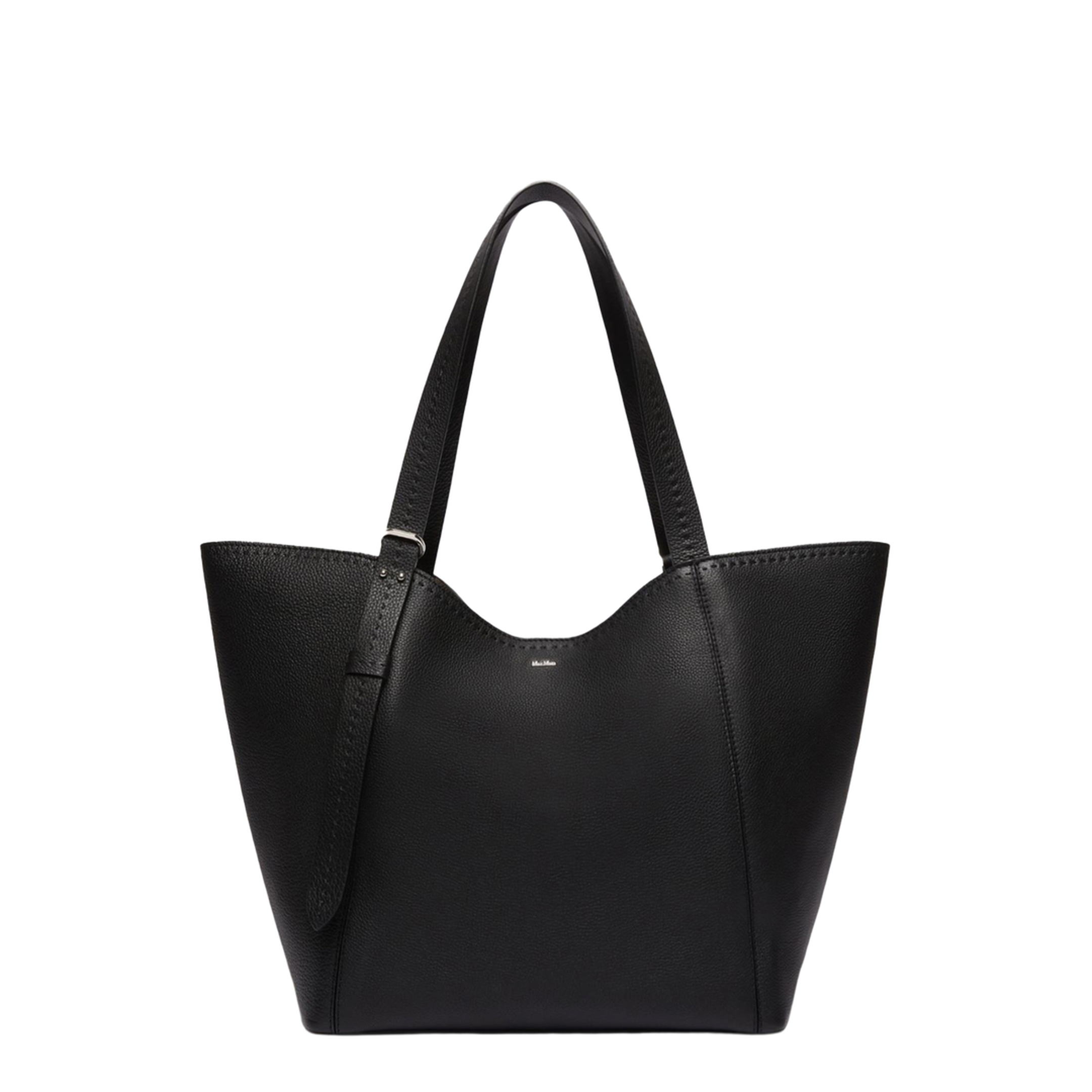 Archetipo Medium Tumbled Calfskin Handbag - Black - Image 1