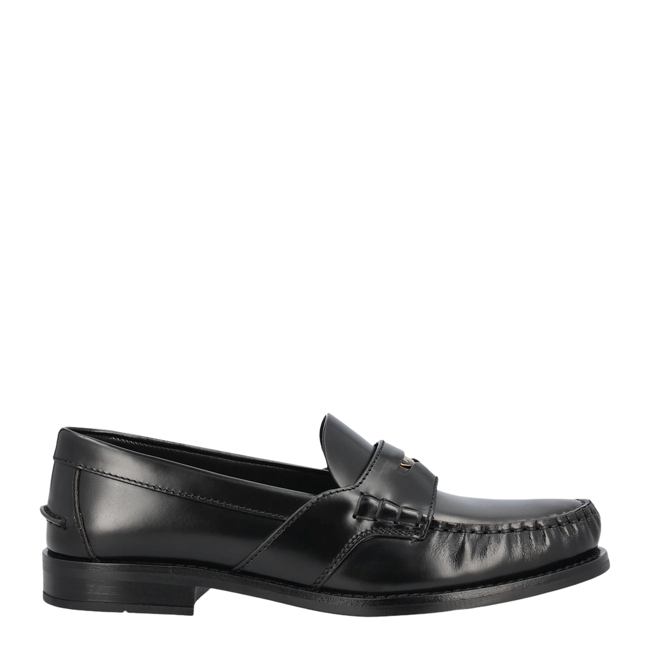 Black Brushed Leather Loafers - Image 1