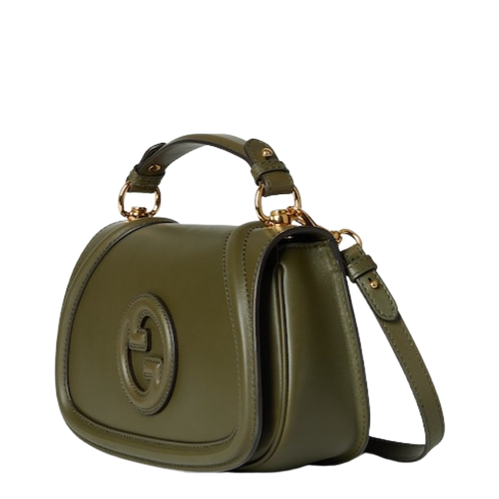 Blondie Medium Top Handle Bag in Forest Green Leather - Image 2