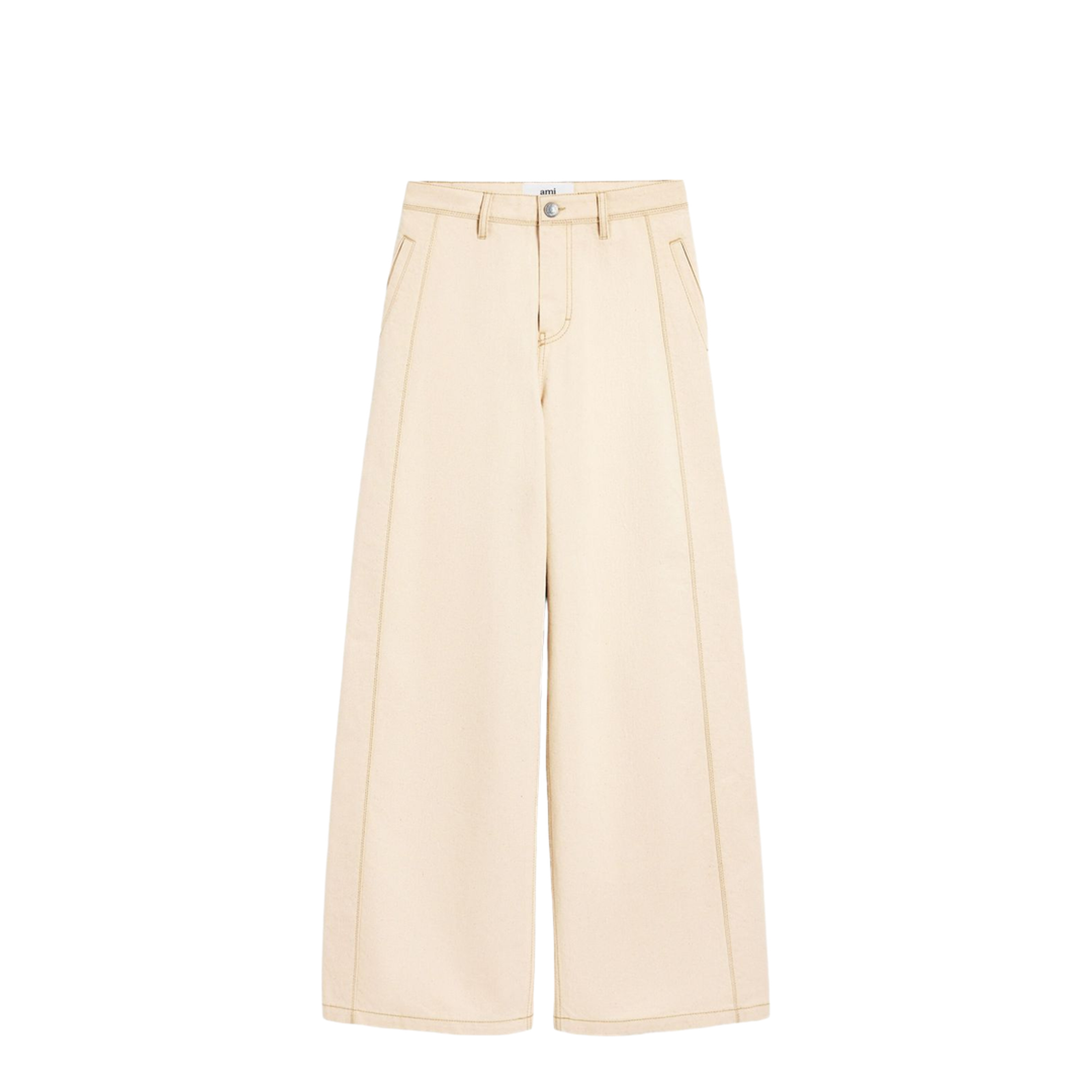 White Cotton Super Wide Fit Jeans - Image 1
