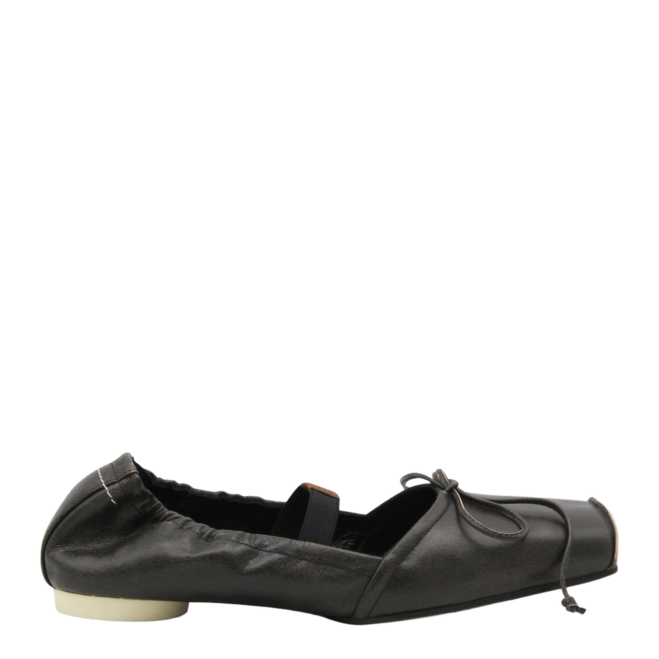 Square-toe ballerinas in brown calfskin leather - Image 2