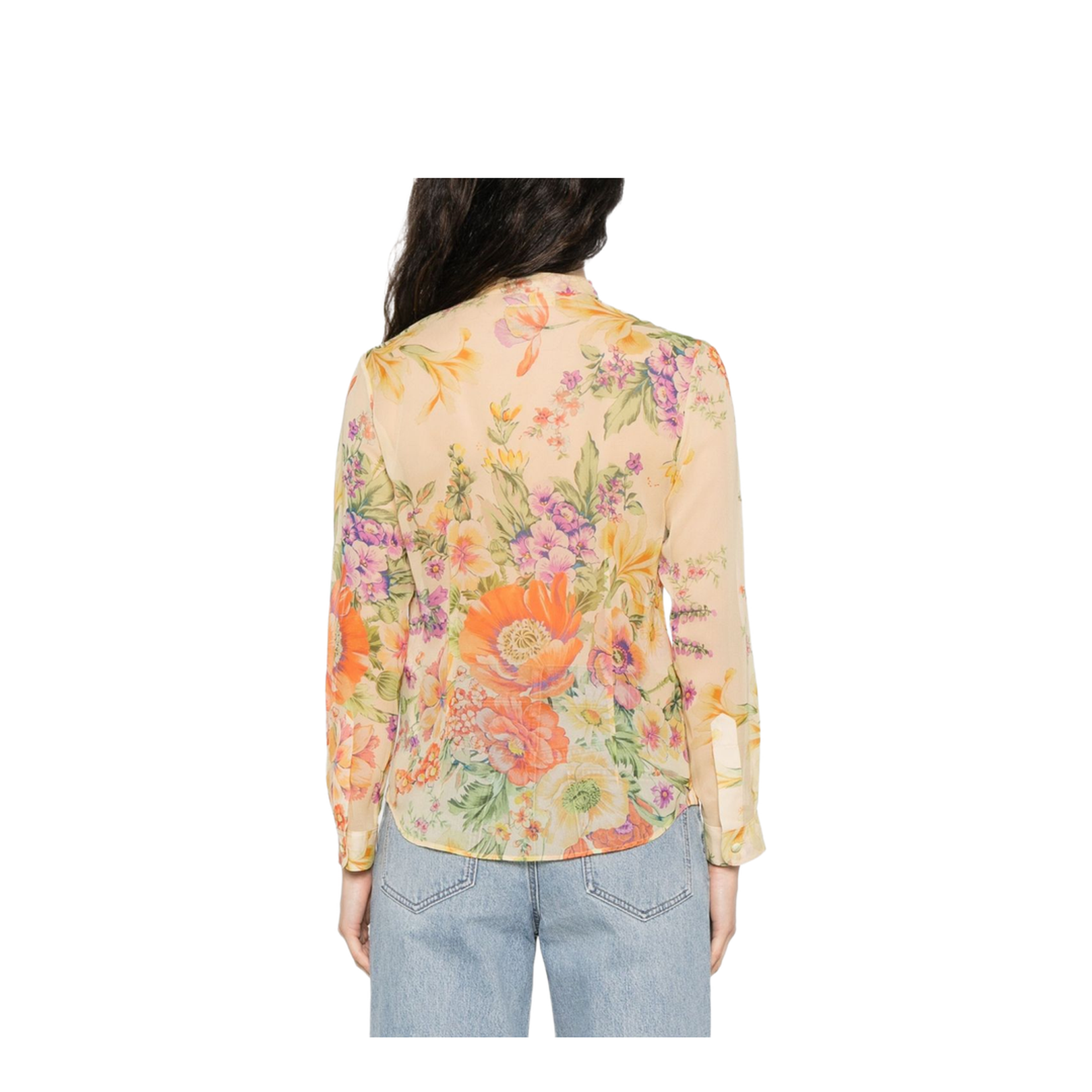 Printed Silk Blouse In Multi - Image 3