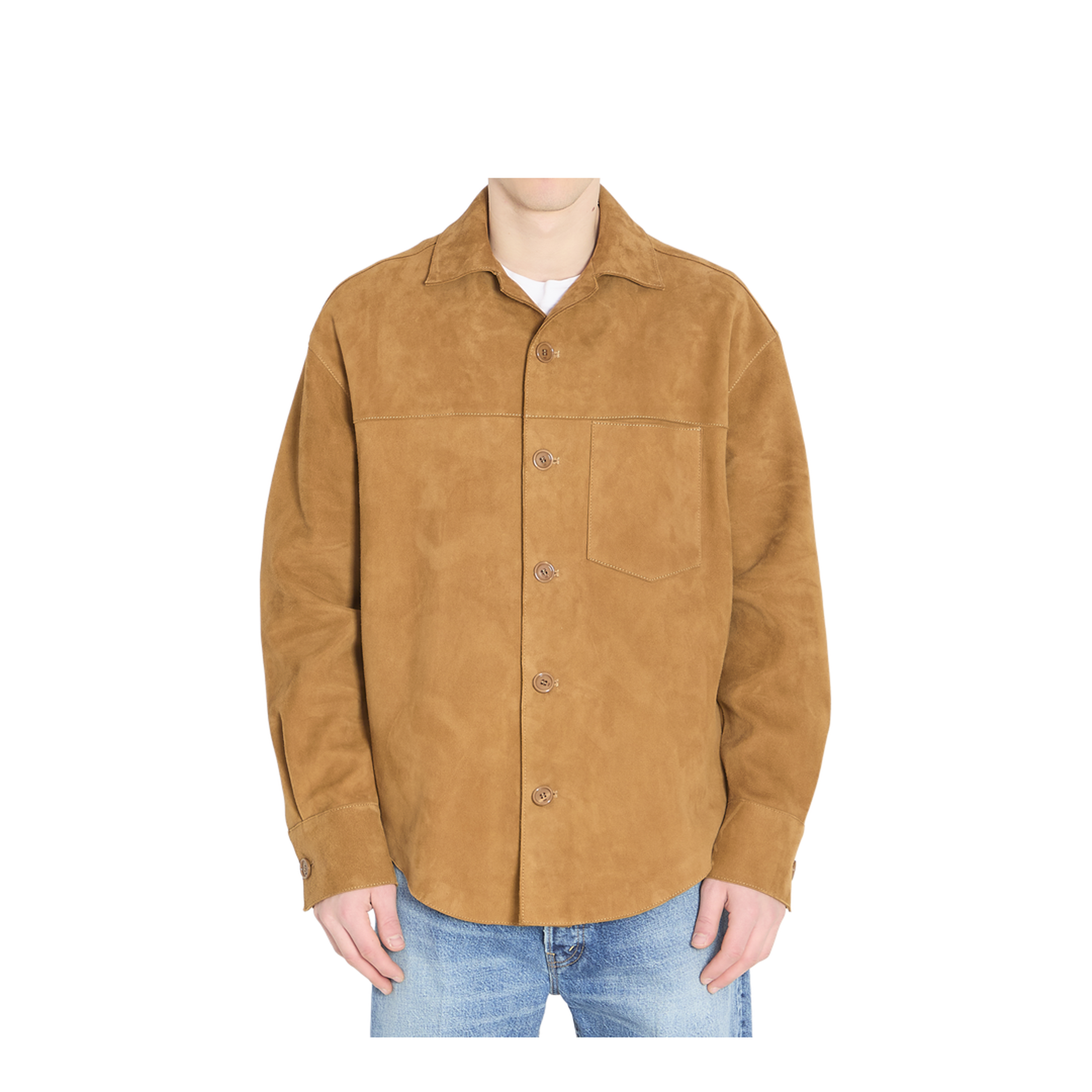 Brown Goat Leather Buttoned Overshirt - Image 1