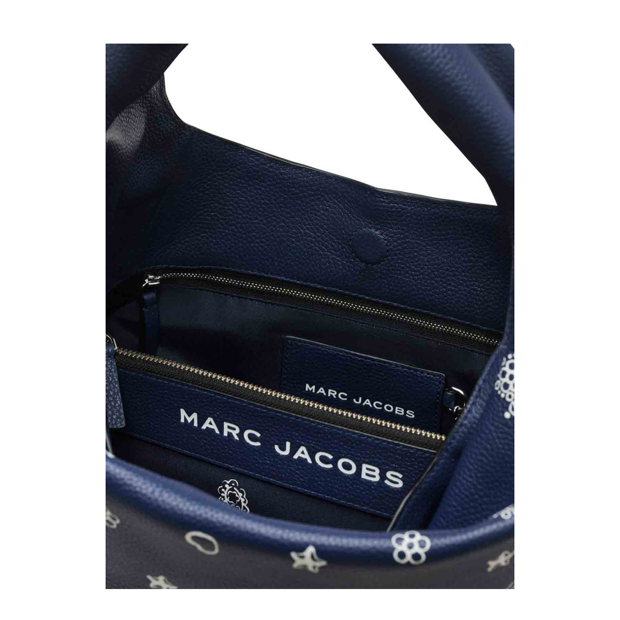 The Sack Bag Medium Full Grain Leather Shoulder Bag - Navy Multi - Image 4