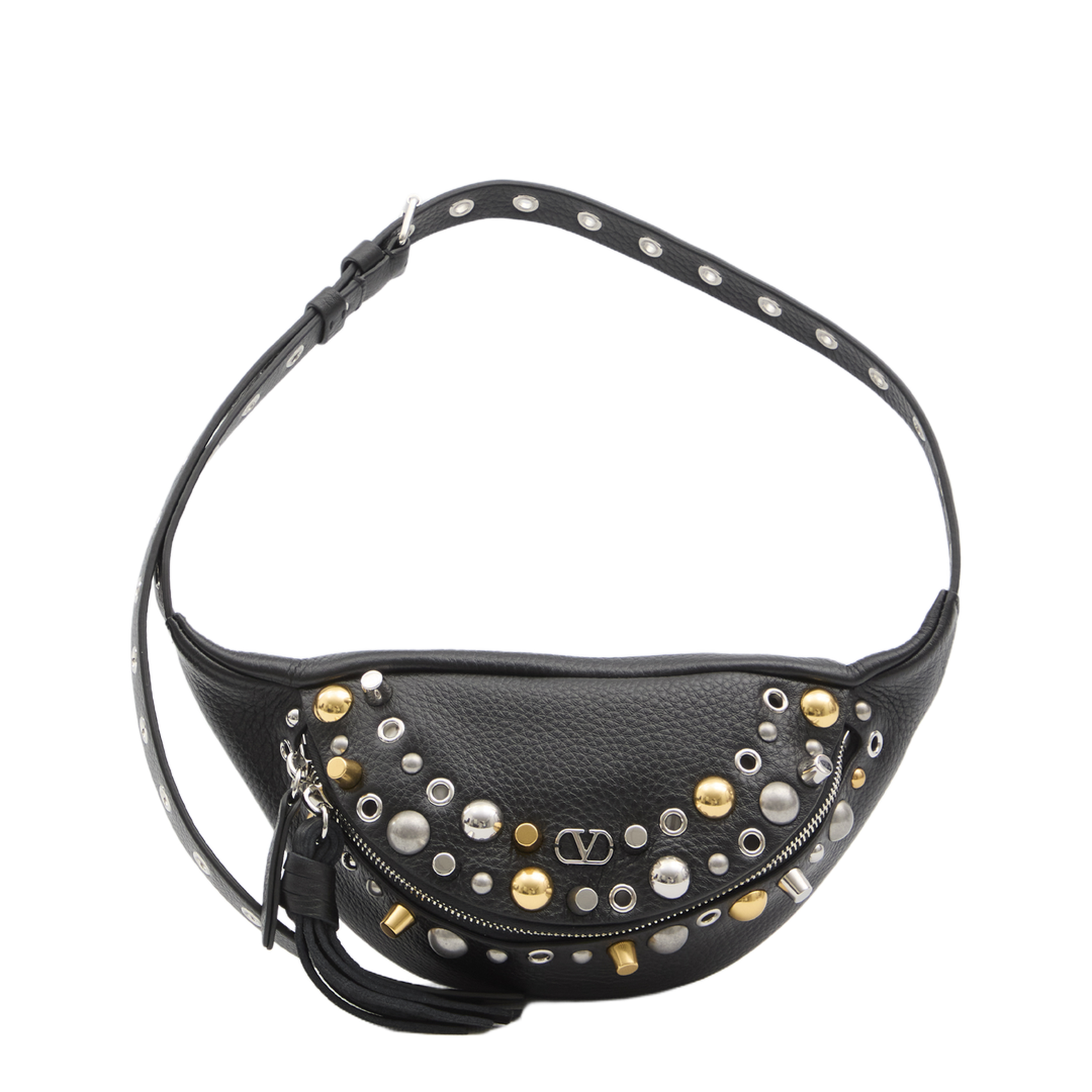 Nellcôte Studded Grainy Calfskin Belt Bag - Black - Image 1