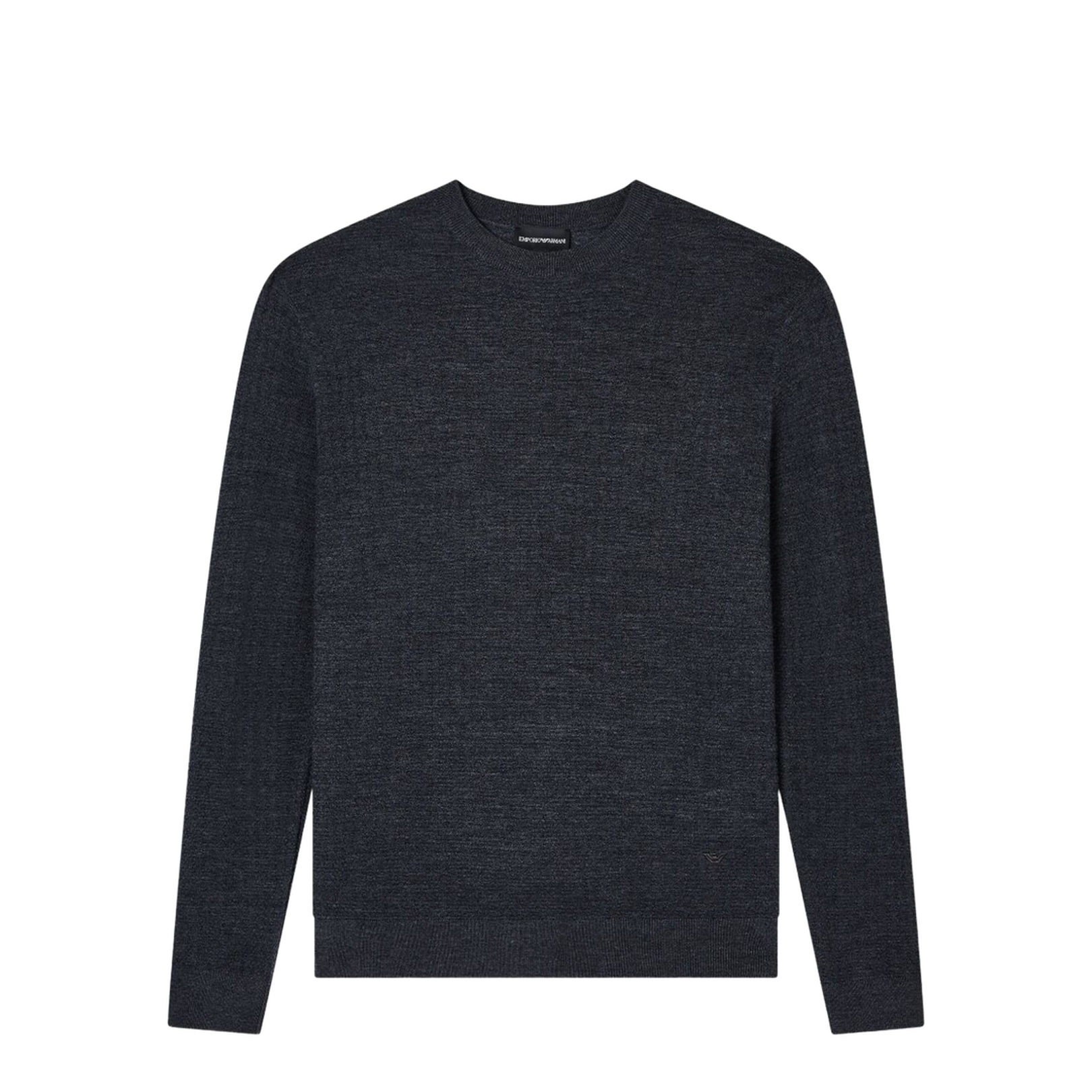 Dark Grey Textured Knit Round Neck Long Sleeve Top - Image 1