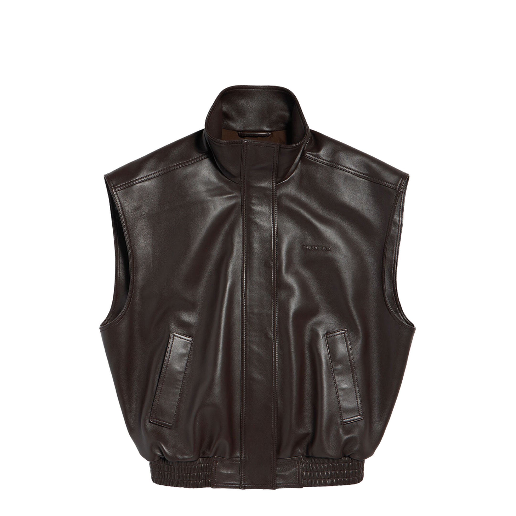 Sleeveless Blouson in Shiny Soft Lambskin - Image 1