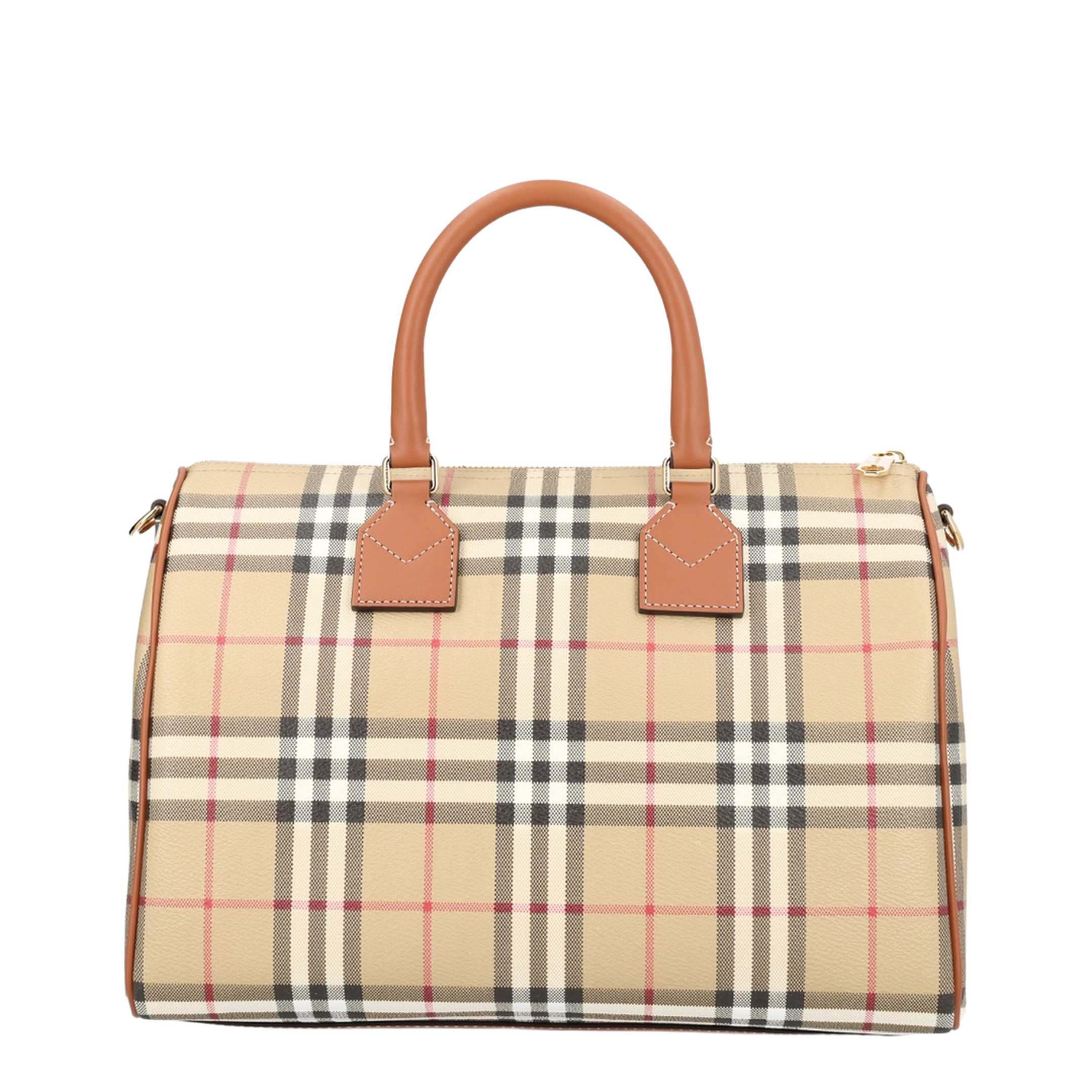 Check Medium Bowling Bag - Beige - Image 3