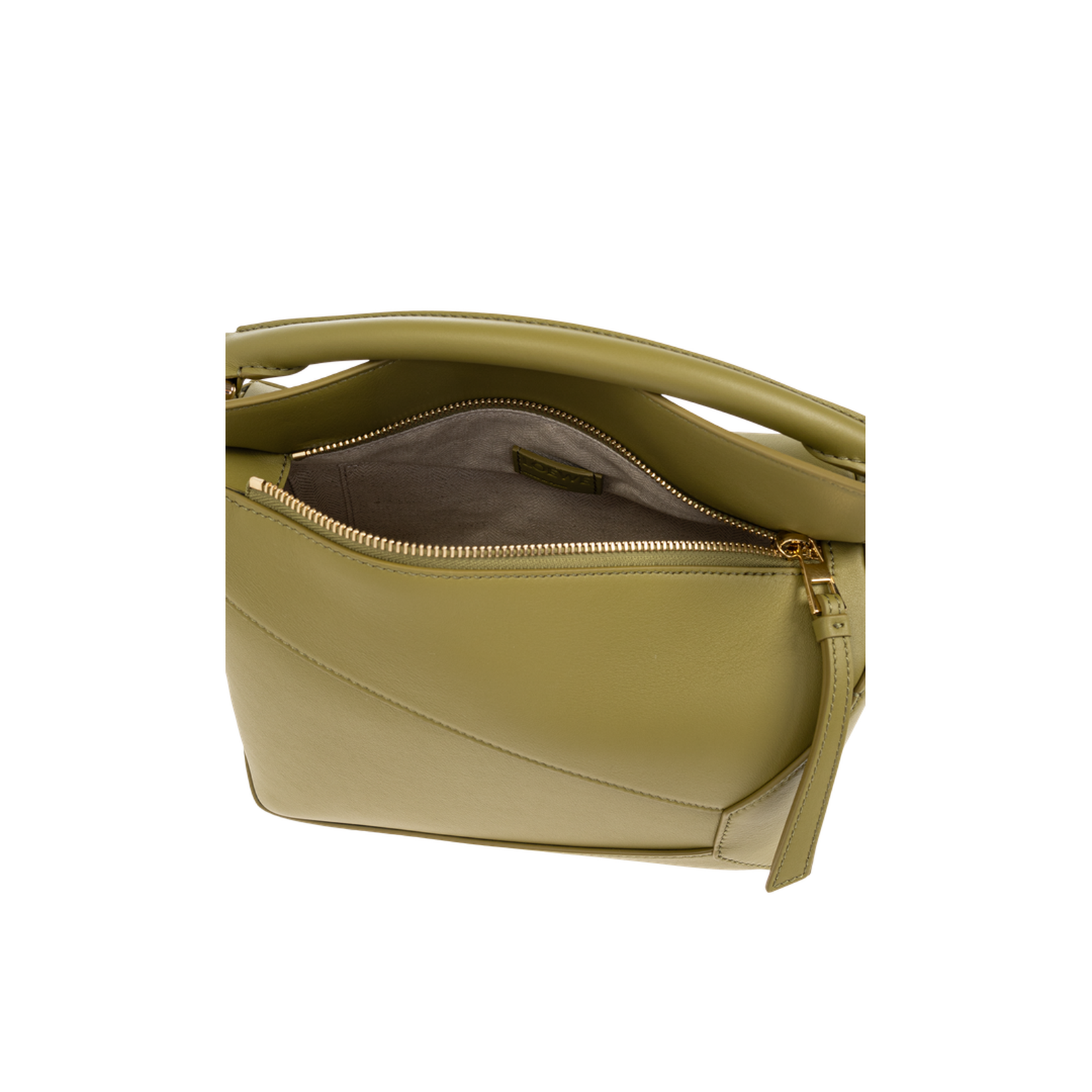 Puzzle Edge Small Calfskin Shoulder Bags - Green Light Moss - Image 5