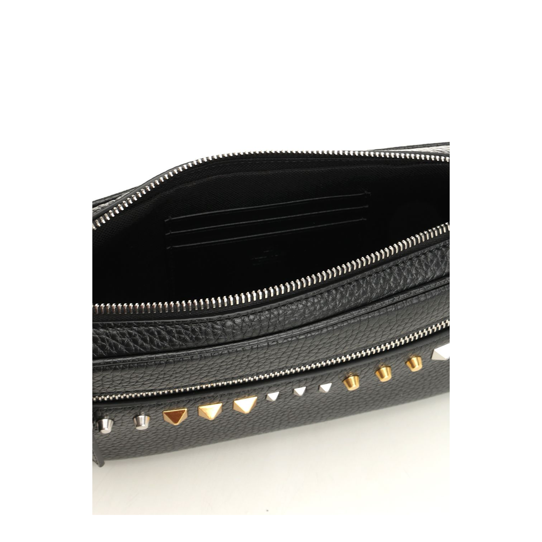 Rockstud Grained Leather Clutch - Black - Image 4