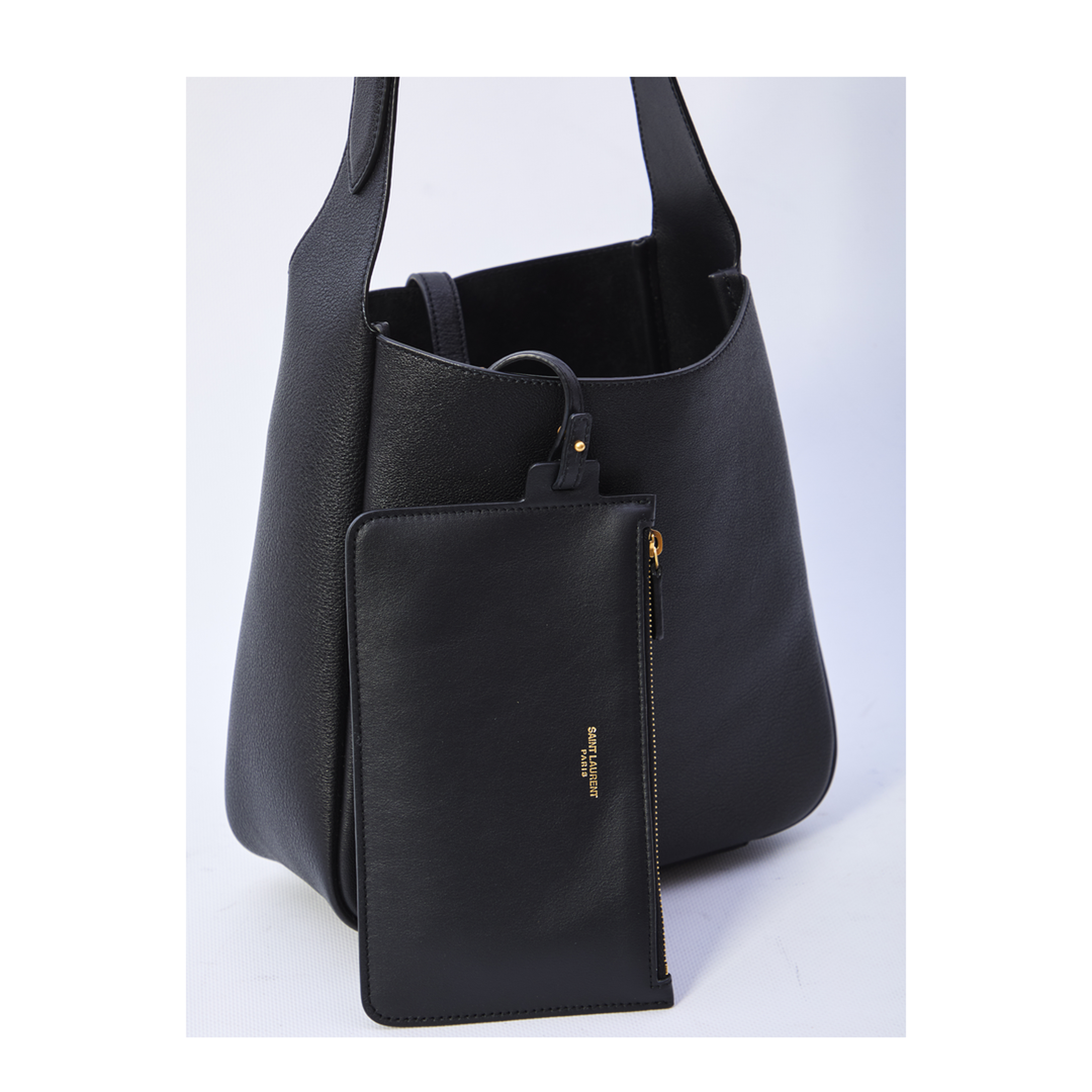 Le 5 à 7 Small Grained Leather Hobo Bag - Black - Image 4