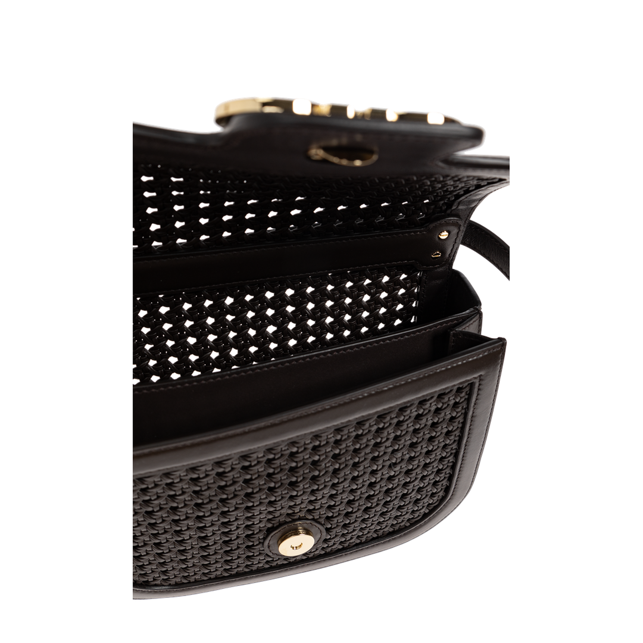 Double Gancini XS Woven Calfskin Crossbody Bag - Testa Di Moro - Image 5