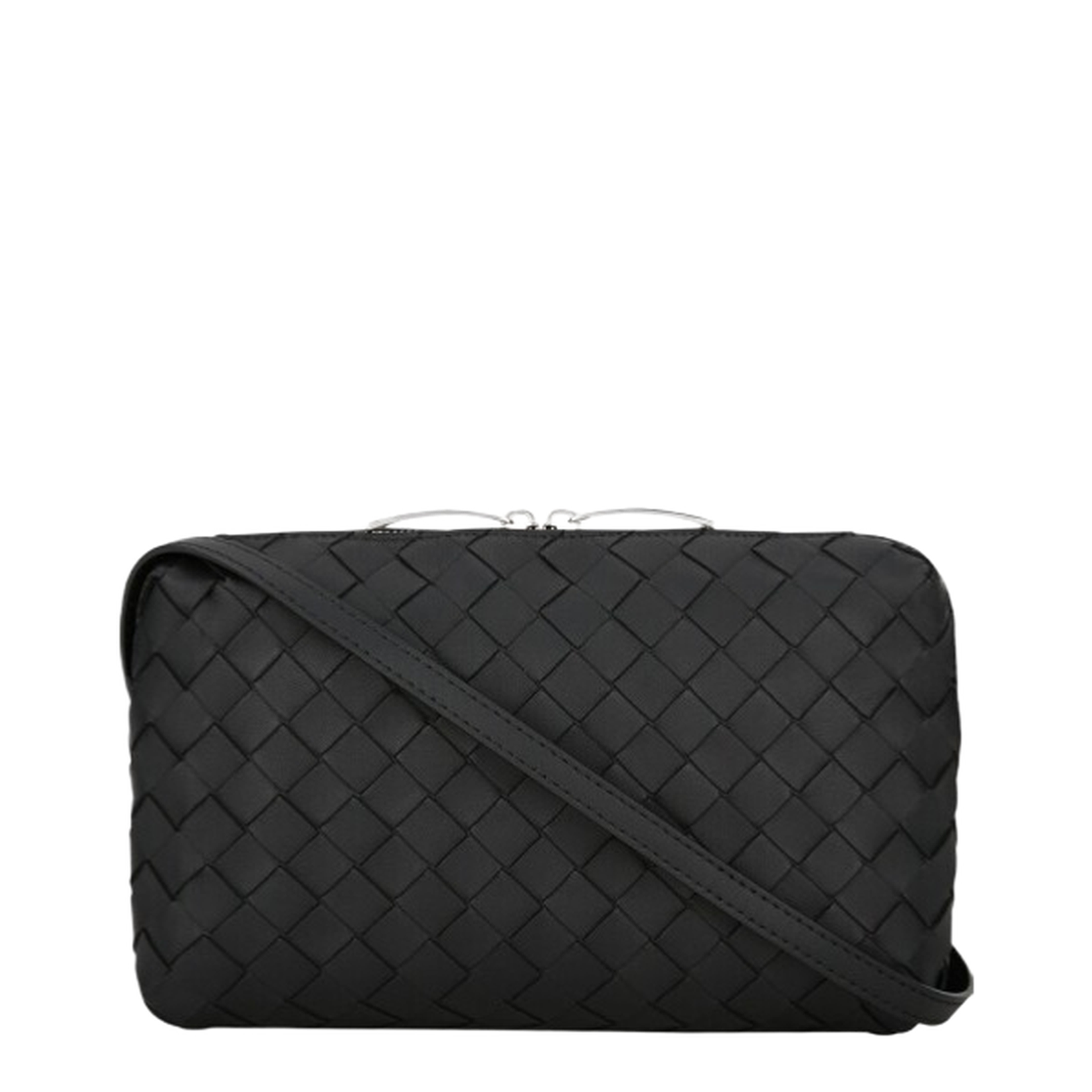 Intrecciato Crossbody Bag - Black - Image 1