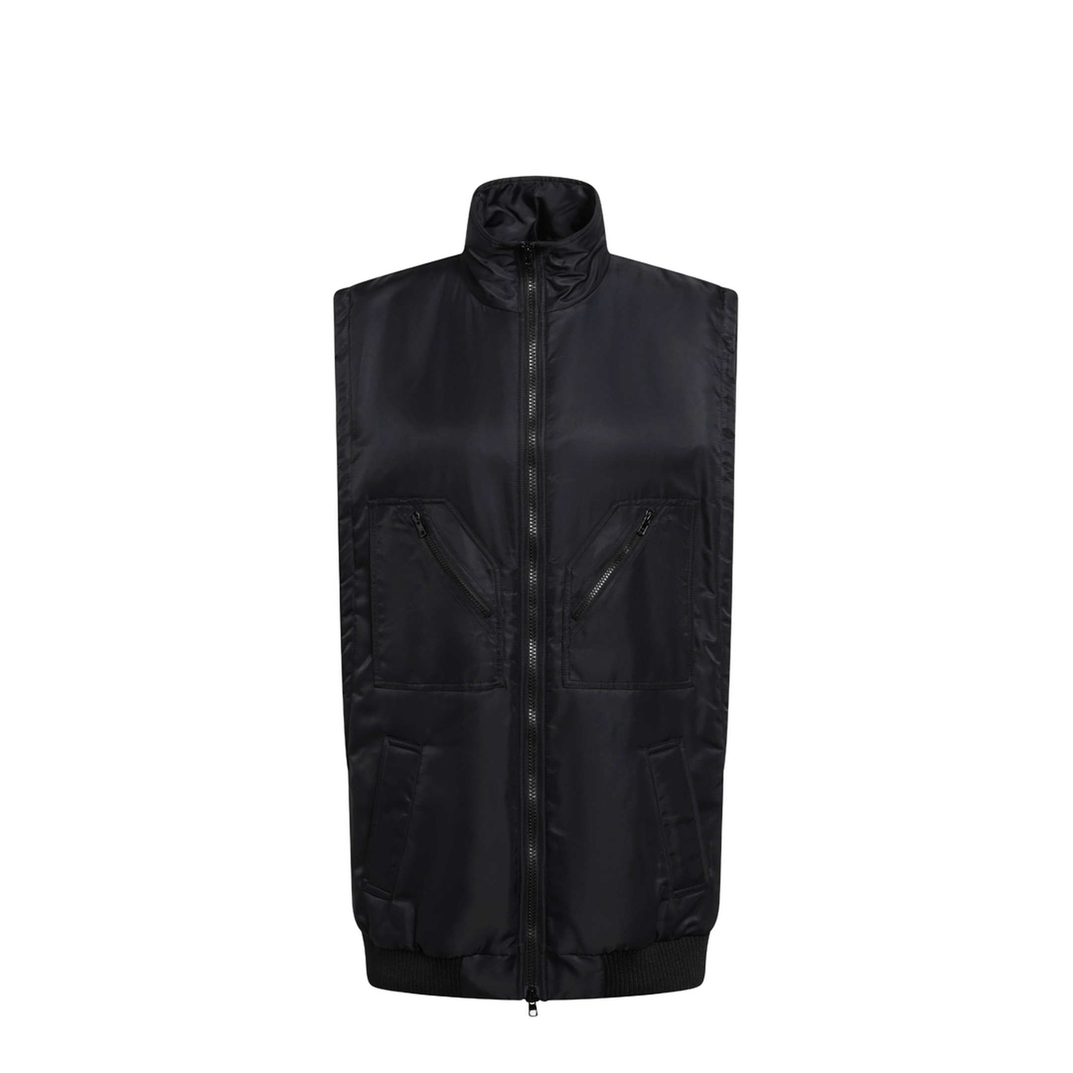 Black Nylon Zip-Up Vest - Image 1