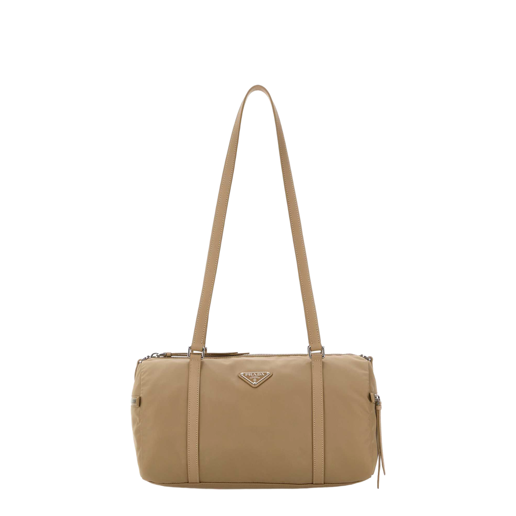 Bauletto Large Re-Nylon Leather Shoulder Bags - Cammello - Image 1