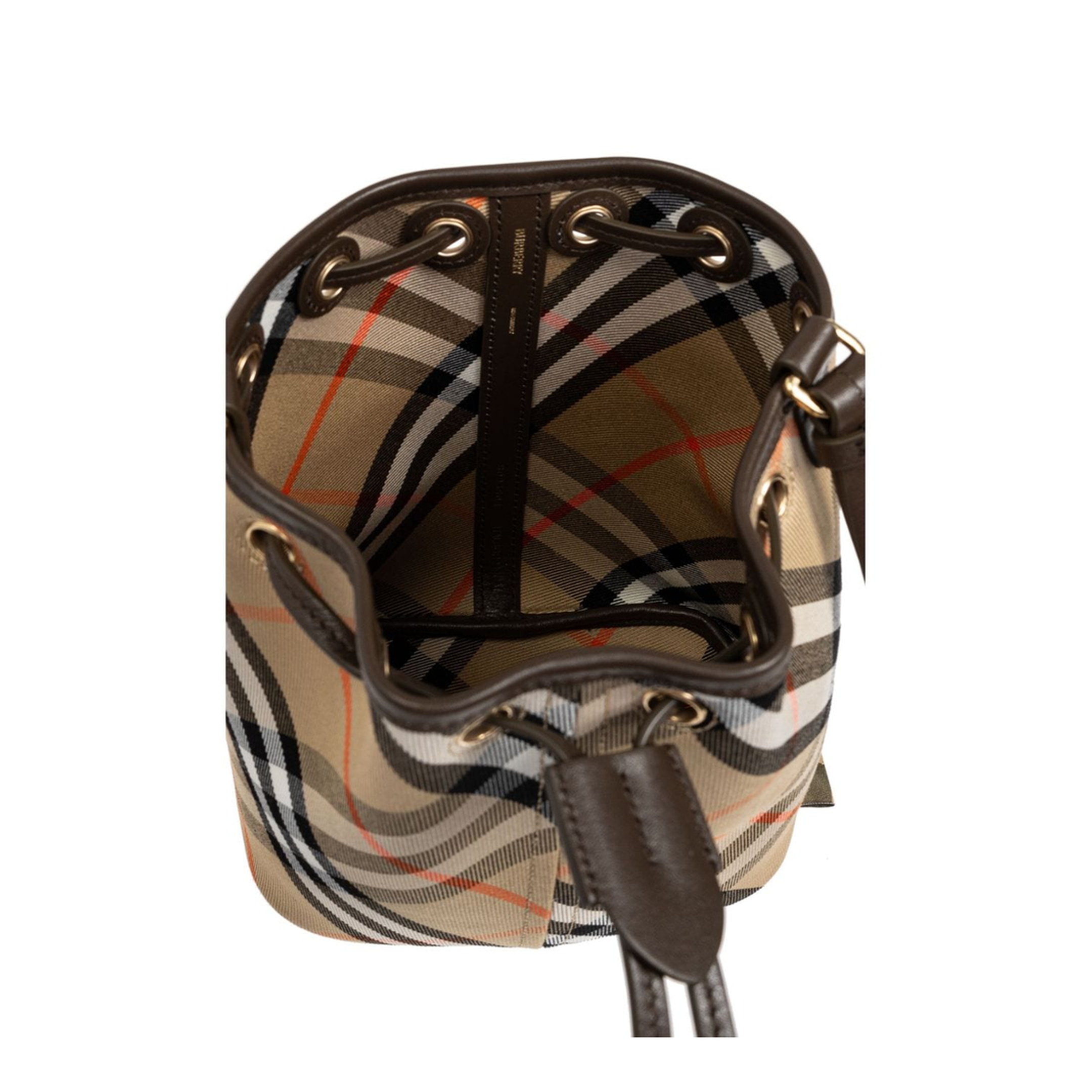 Check Mini Cotton Bucket Bag - Sand/Beige - Image 5