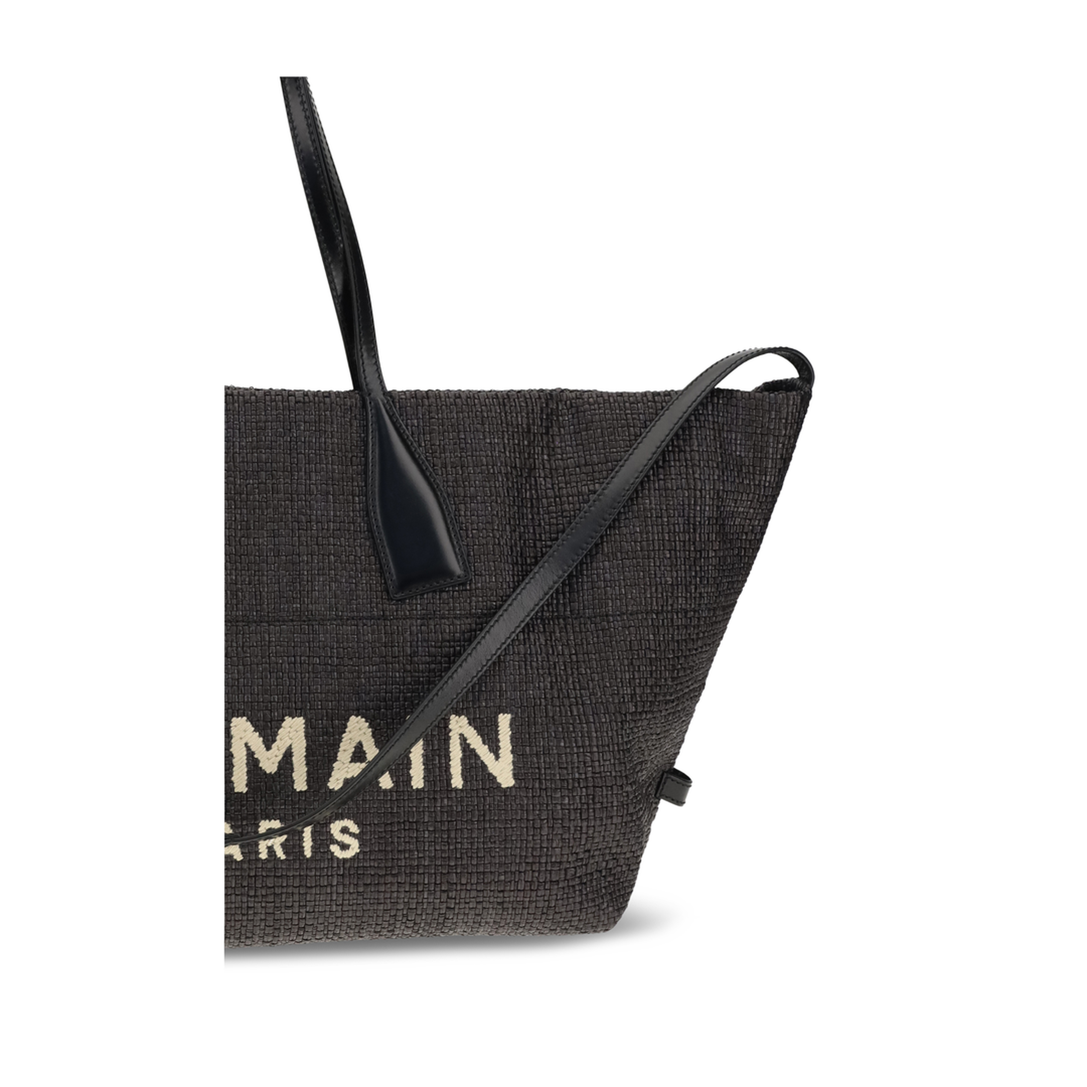 Track Shoulder Bag In Leather And Raffia - Image 4