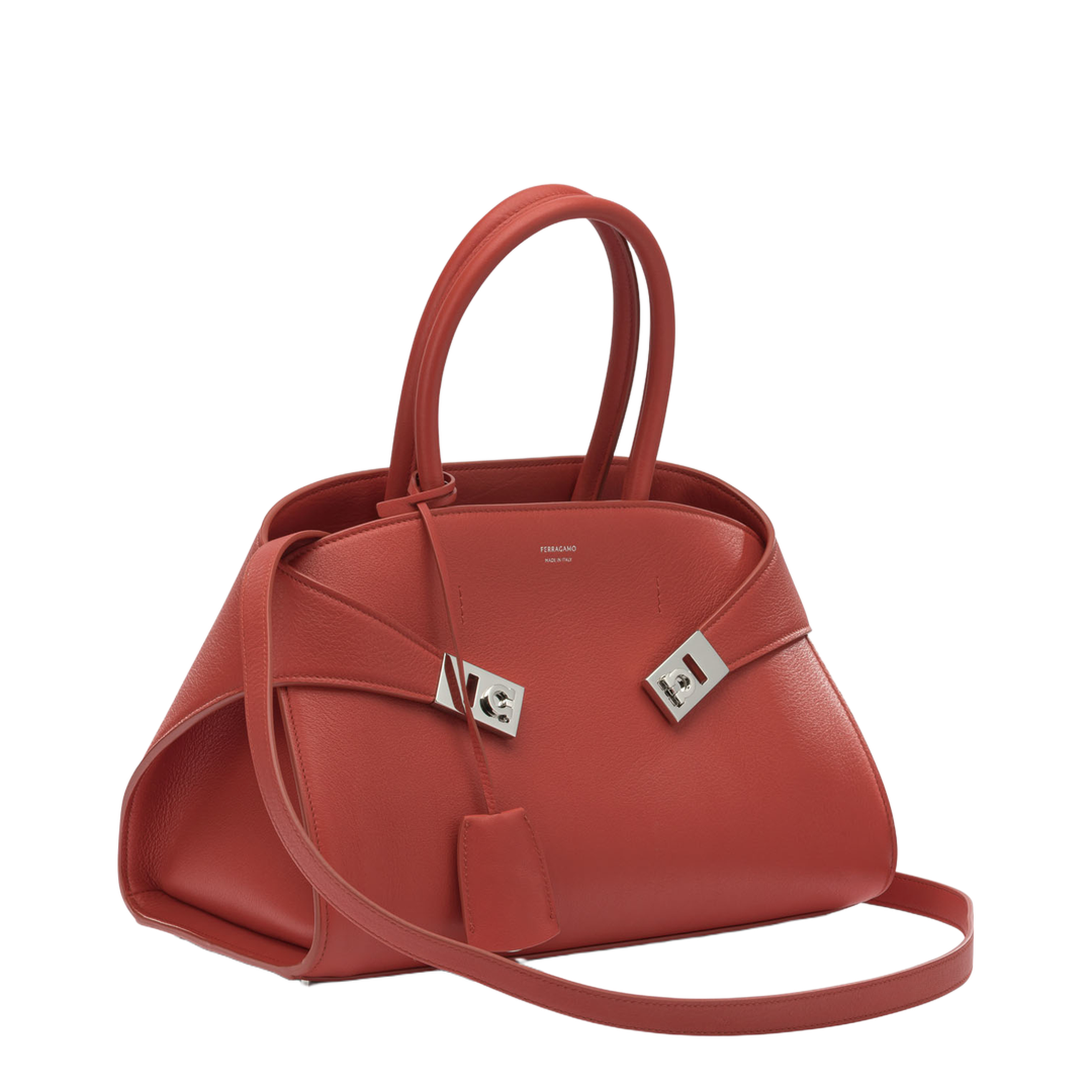 Hug Medium Calfskin Handbag - Flame Red - Image 2