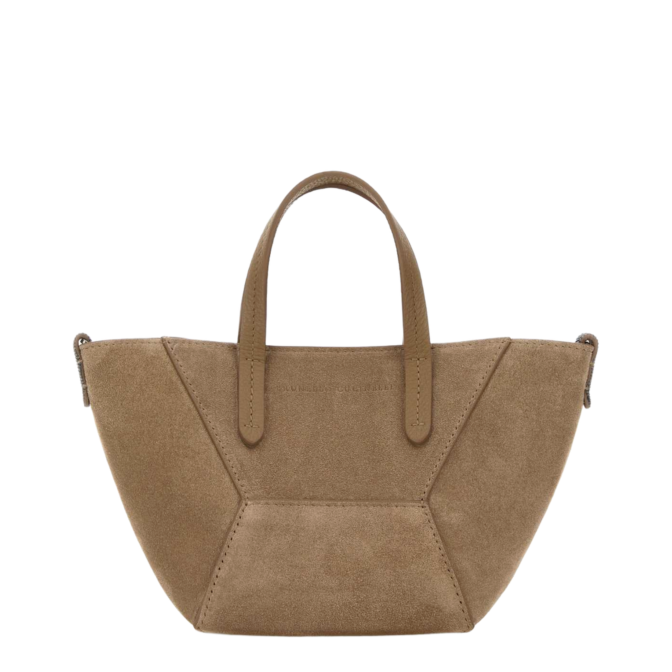 BC Duo Mini Suede Leather Handbag - Biscuit - Image 1