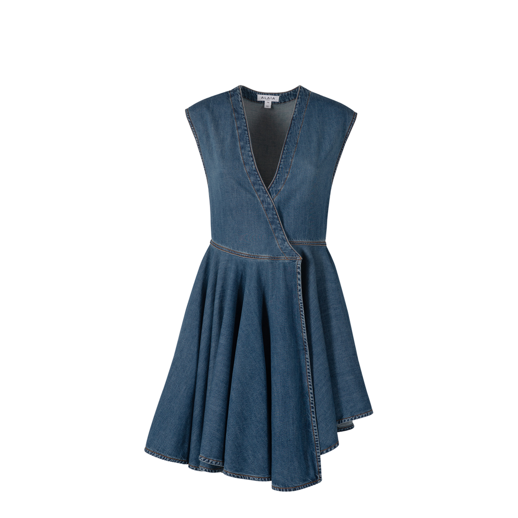 Deep Stone Denim Wrap Dress - Image 1