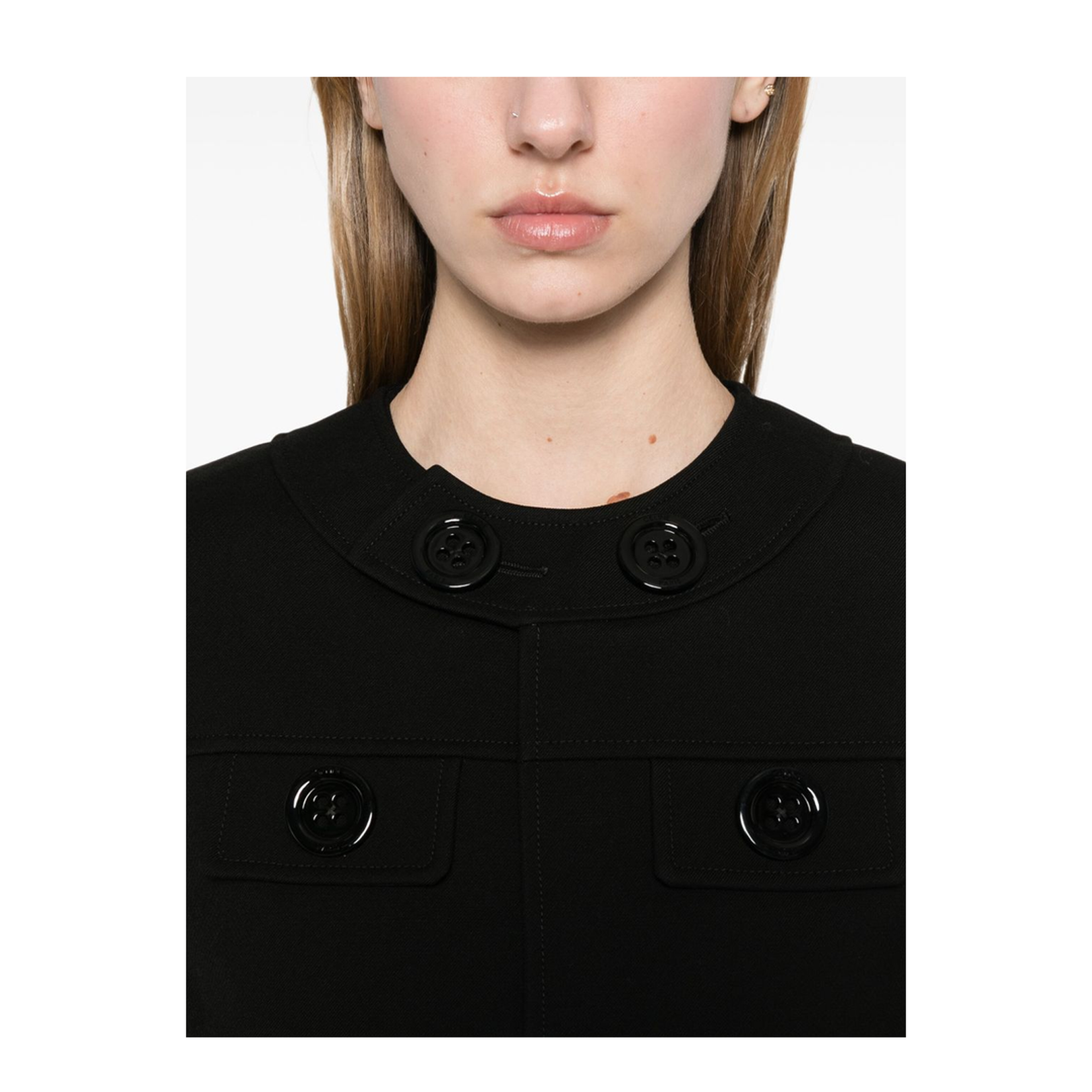 Brompton Jacket in Gauffered Double Wool - Black - Image 3