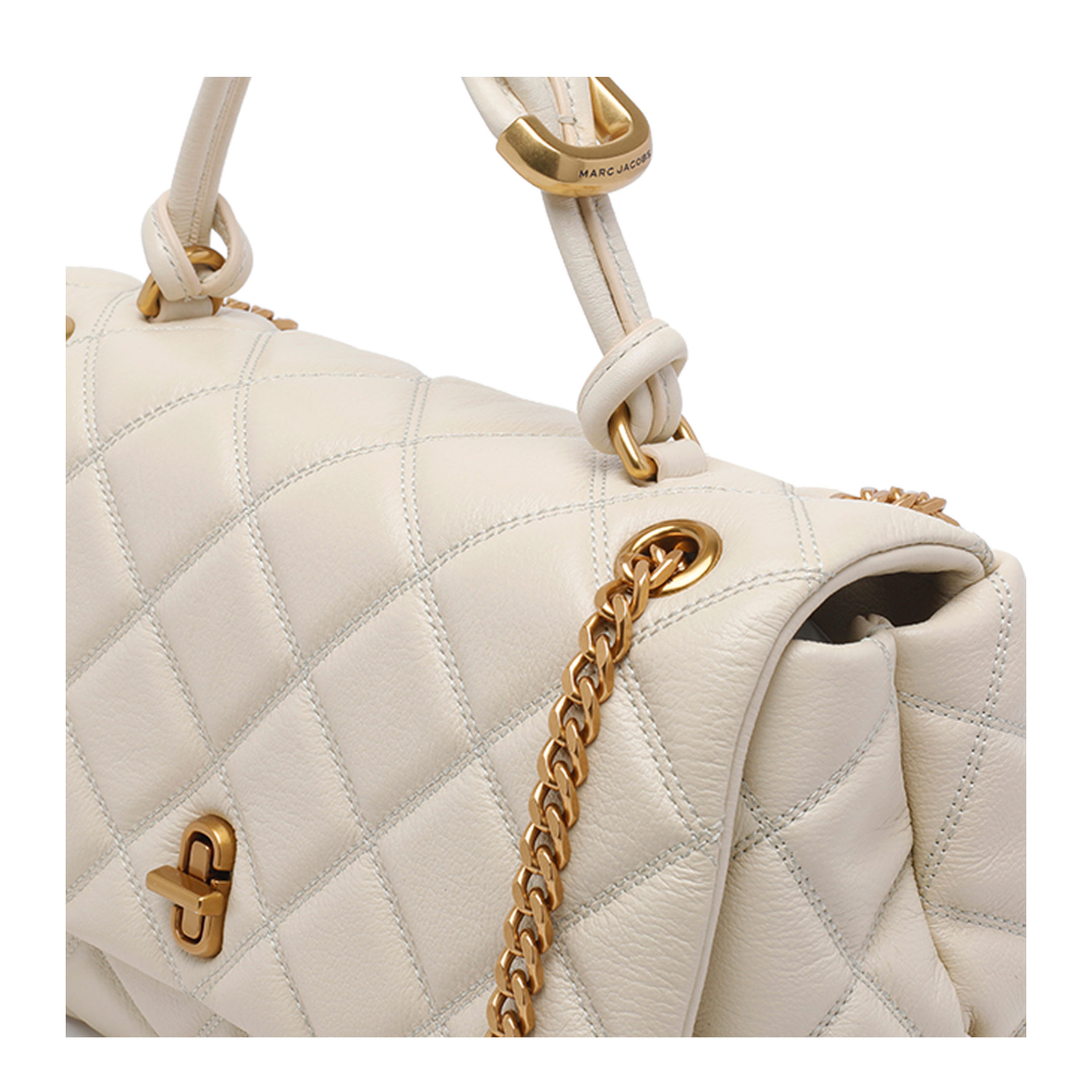 Dual Chain Shoulder Bag - White - Image 4