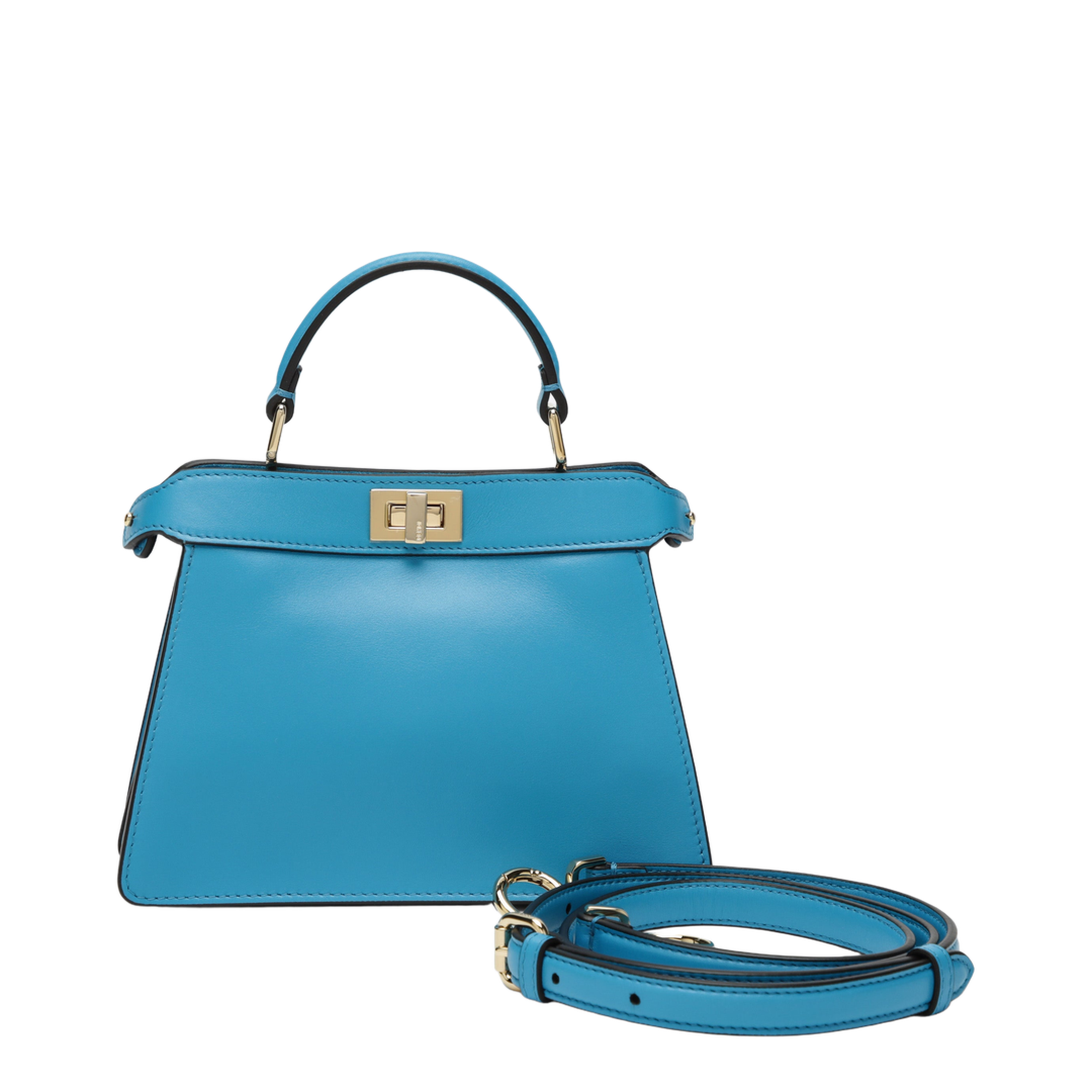 Peekaboo ISeeU Petite Calfskin Top-Handle Bag - Aquamarine Blue - Image 1
