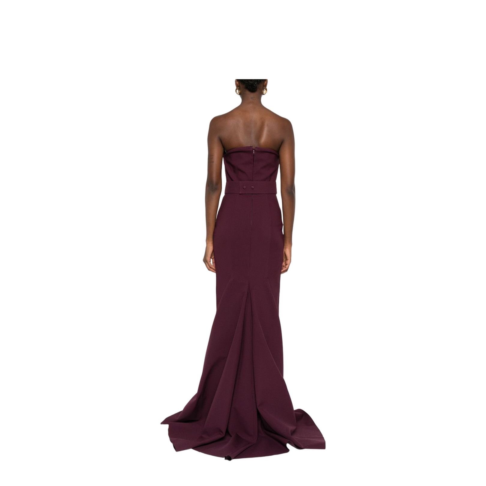 Burgundy Strapless Neckline Straight Skirt - Image 3
