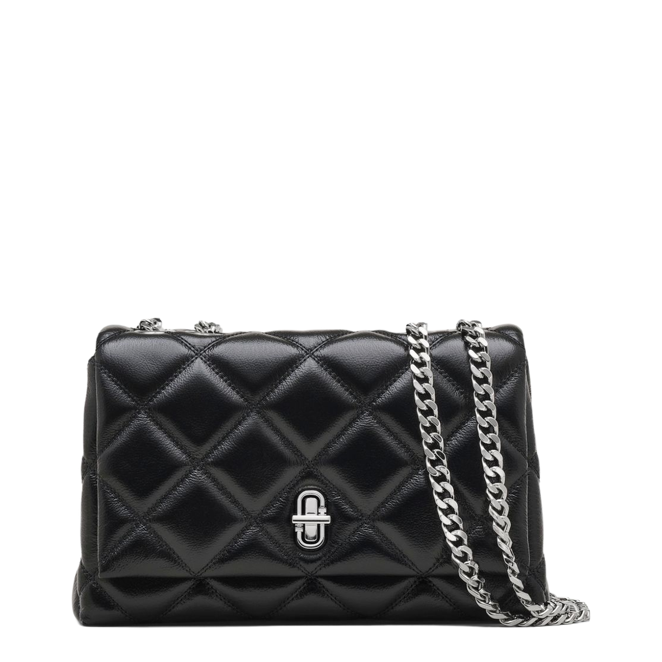 Slim Dual Convertible Leather Shoulder Bag - Black - Image 1