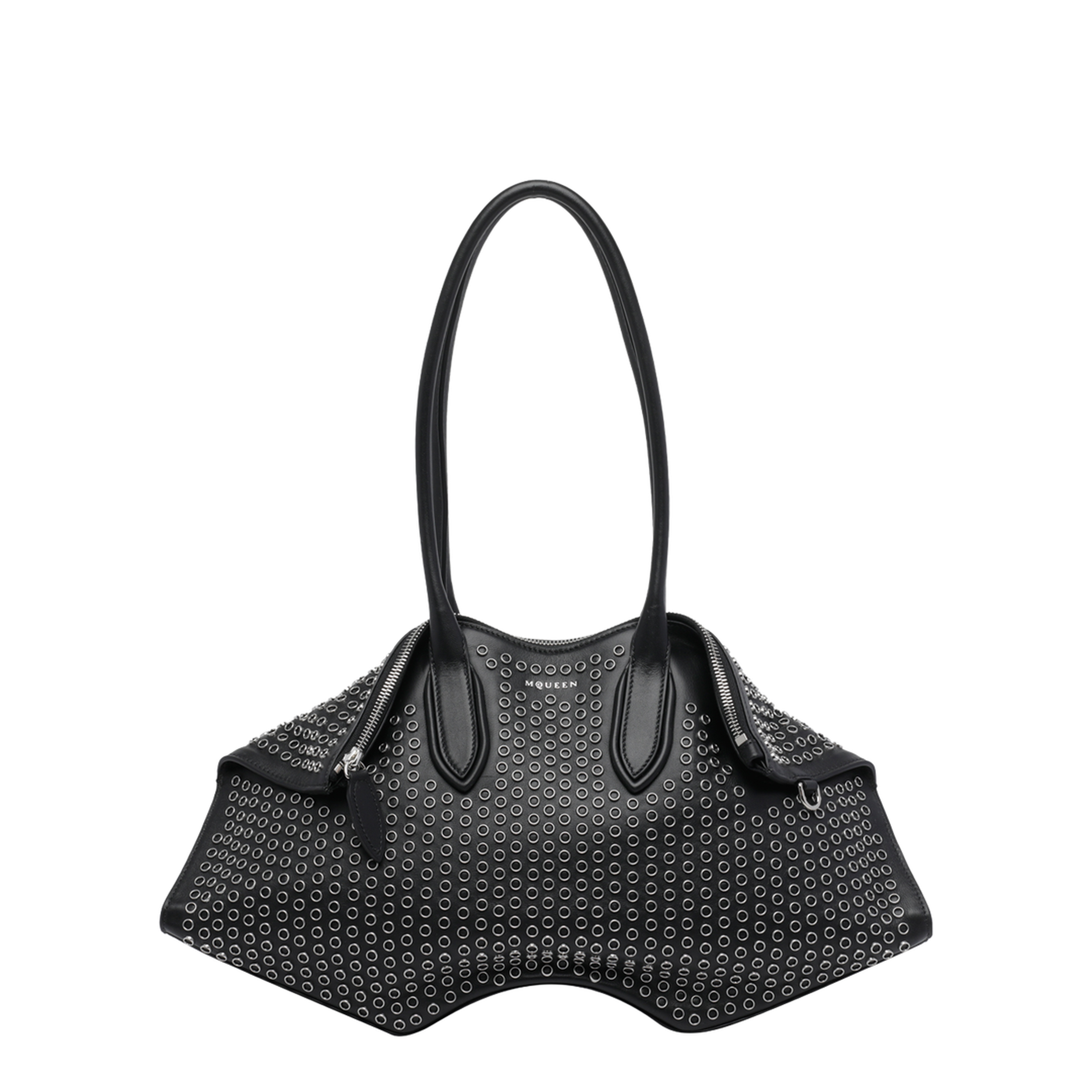 Manta Medium Calf Leather Shoulder Bag - Black - Image 1