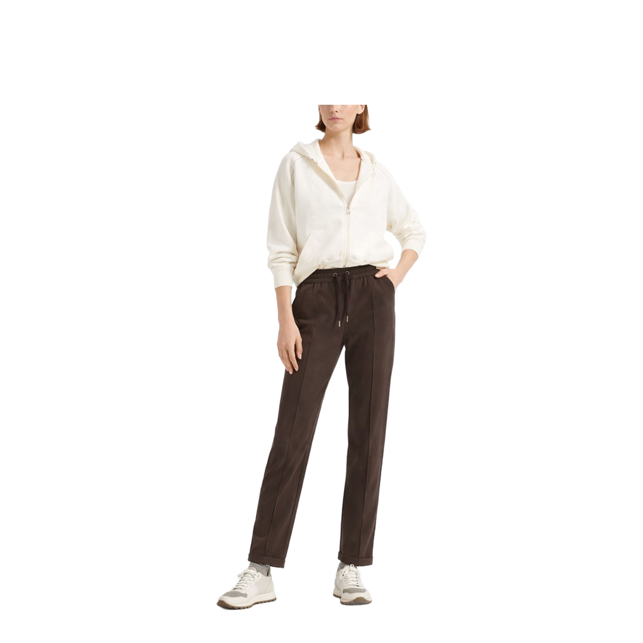Cotton Drawstring Trousers - Brown - Image 2