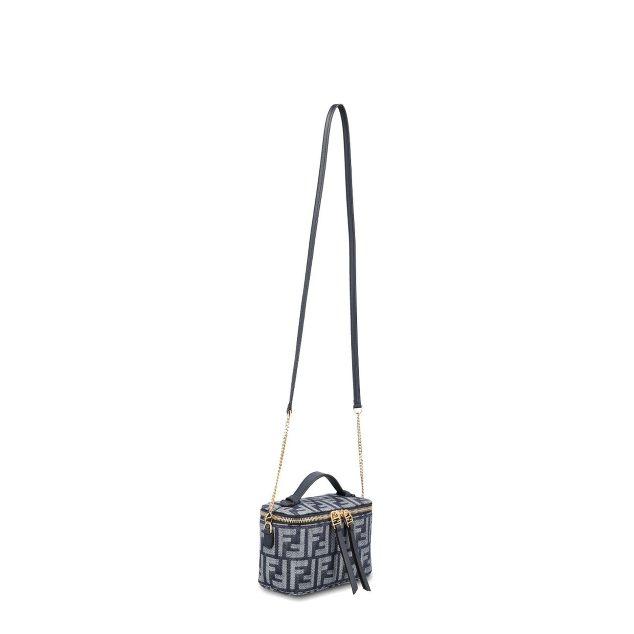 Vanity Mini Denim-Effect FF Jacquard Mini Bag - Dark Blue - Image 4