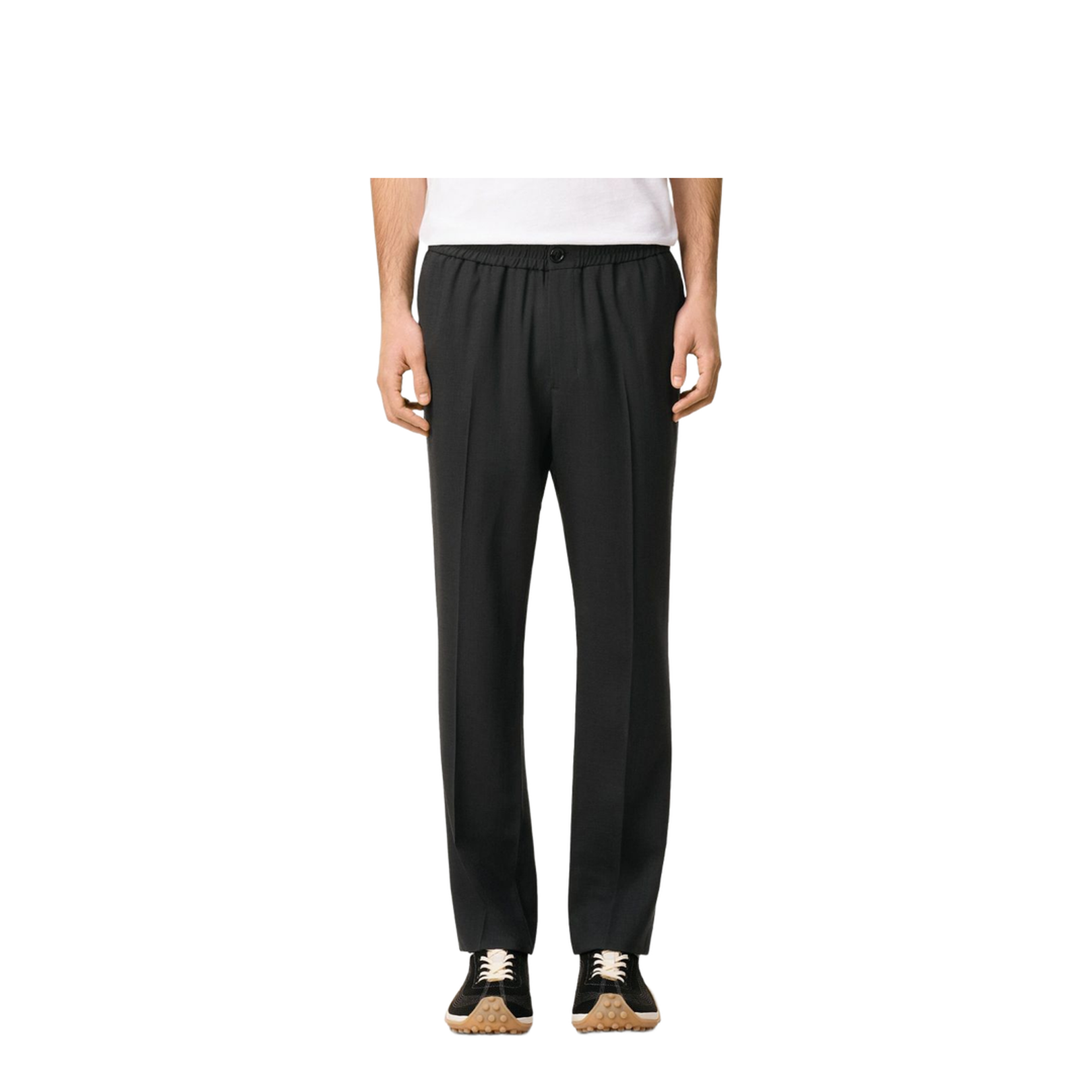 Black Wool Elasticated Waist Trousers - Image 6