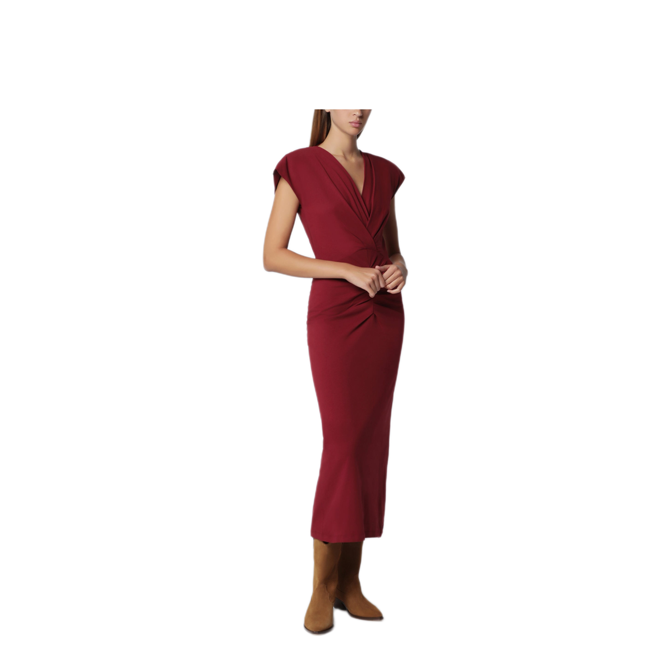 Nadra Wrap Dress in Dark Burgundy Jersey - Image 1