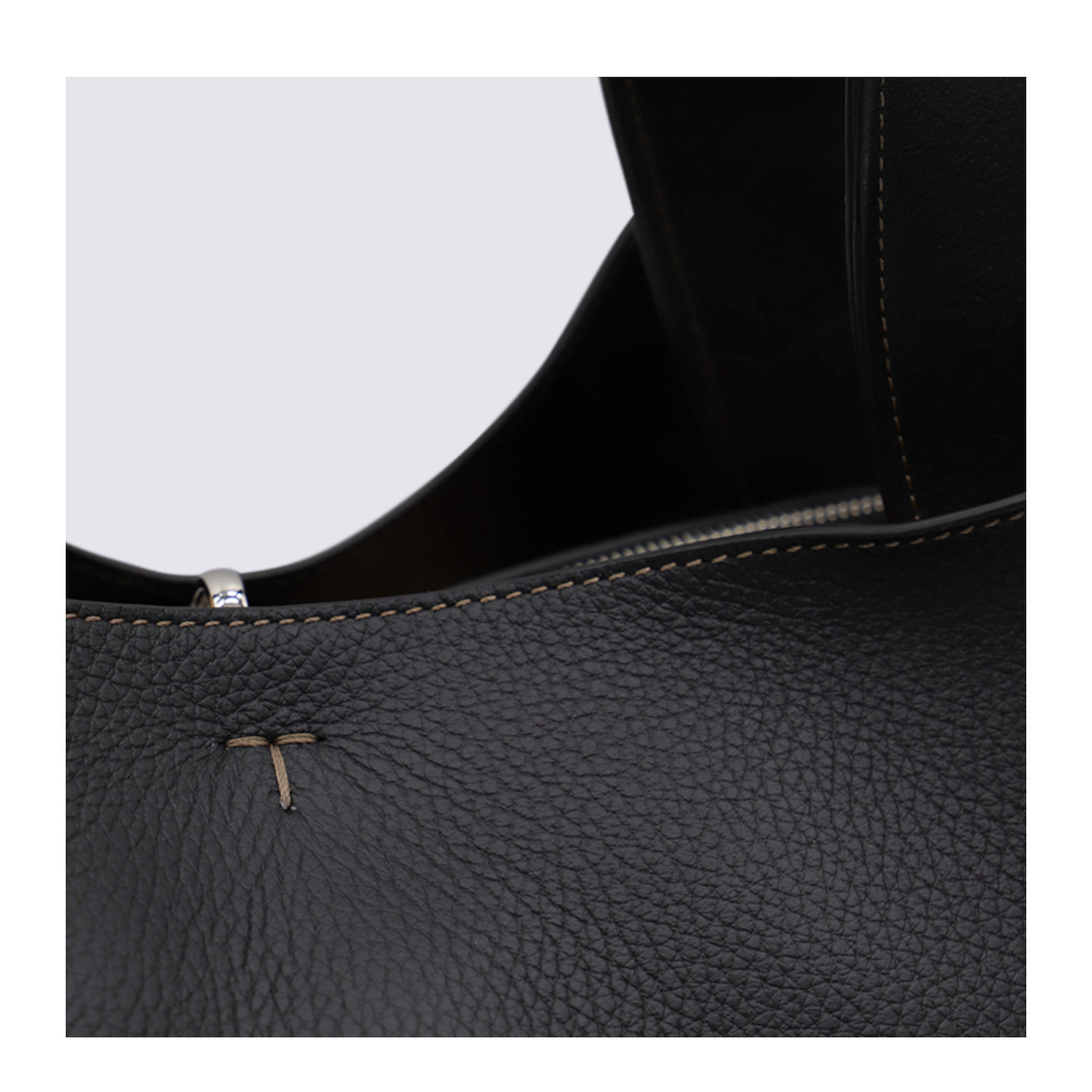 T Timeless Medium Hammered Leather Tote - Black - Image 8