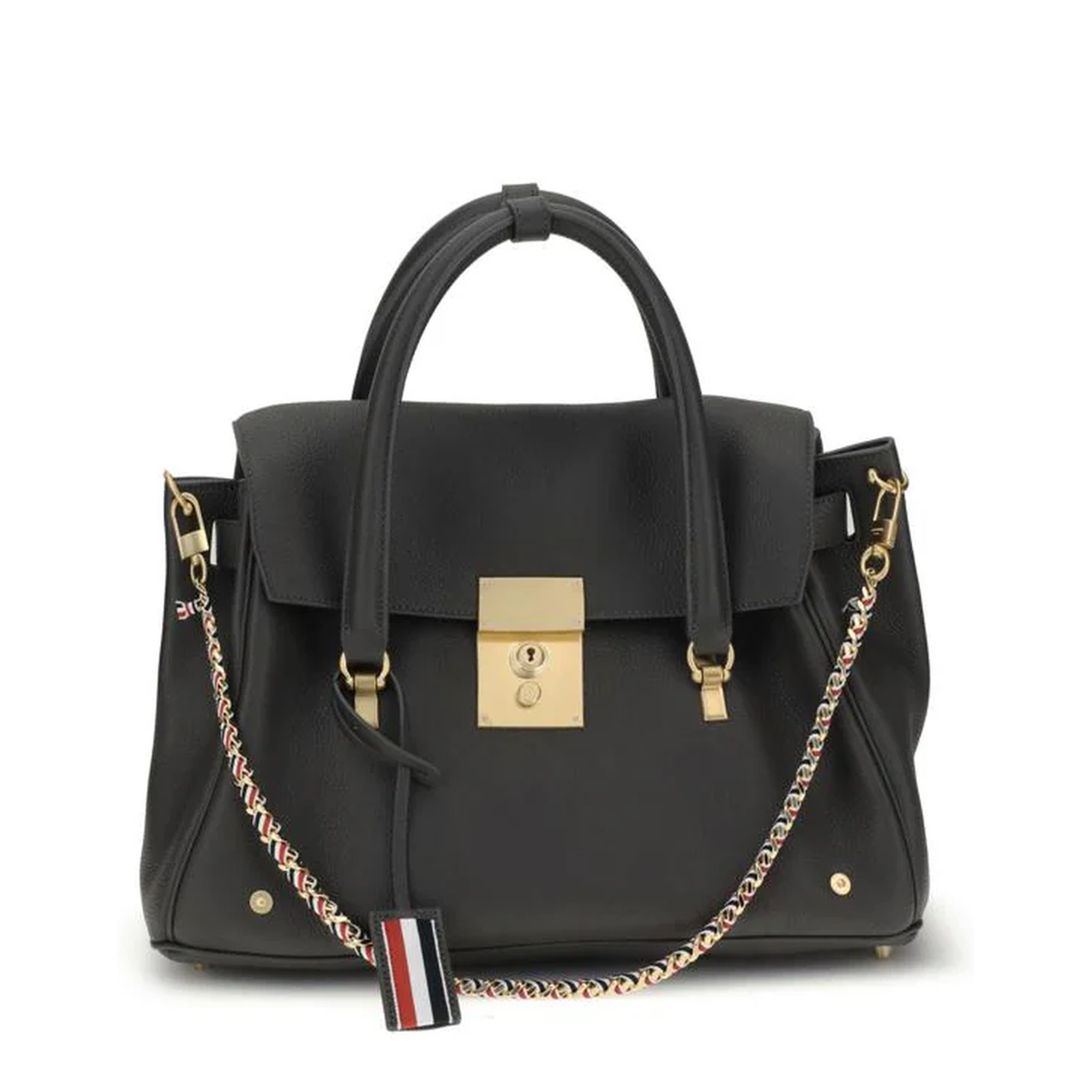 Leather Chain Strap Shoulder Bag Black - Image 1