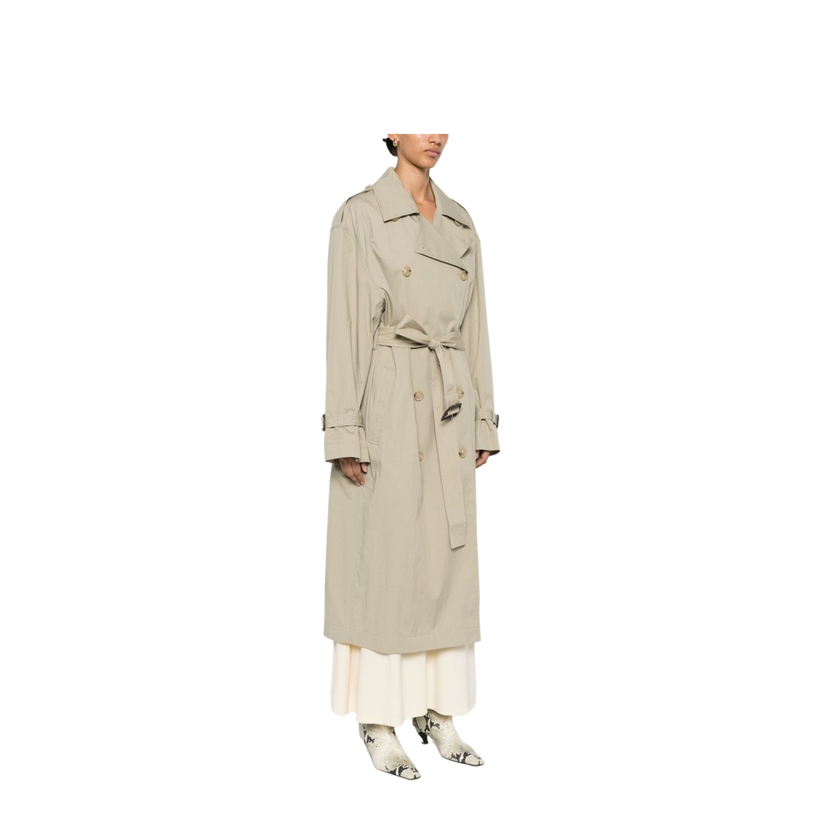 Beige Double-Breasted Trench Coat - Image 4